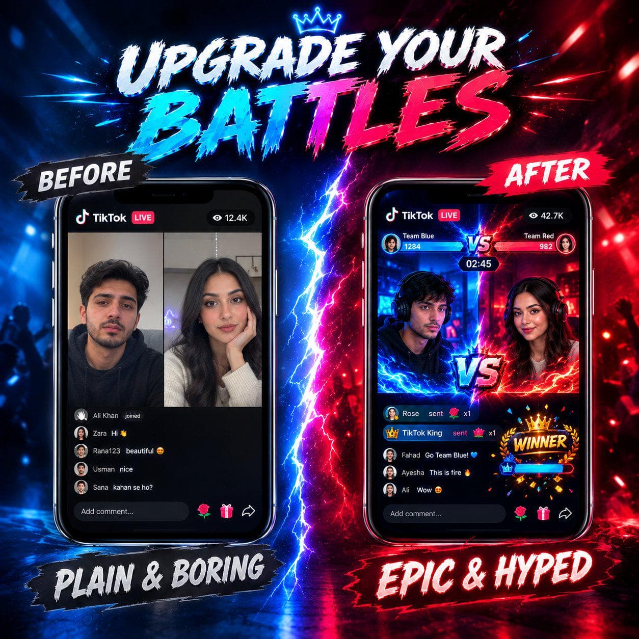 TikTok Live PK Battle Pack PRO, 72 Stream Overlays, VS Screen Scoreboard Countdown Timer Winner Alerts Animation - image 3