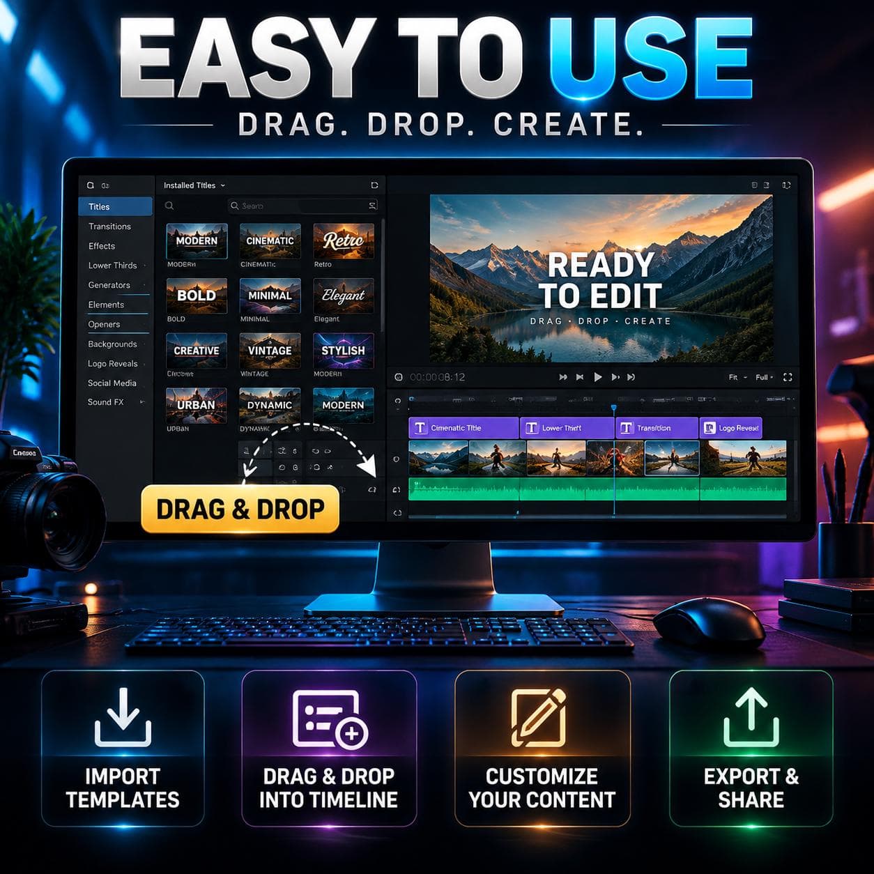 10000+ Final Cut Pro Templates Bundle, 4K Video Editing Assets Pack with Transitions Titles Effects for FCP, Digital Download - image 4