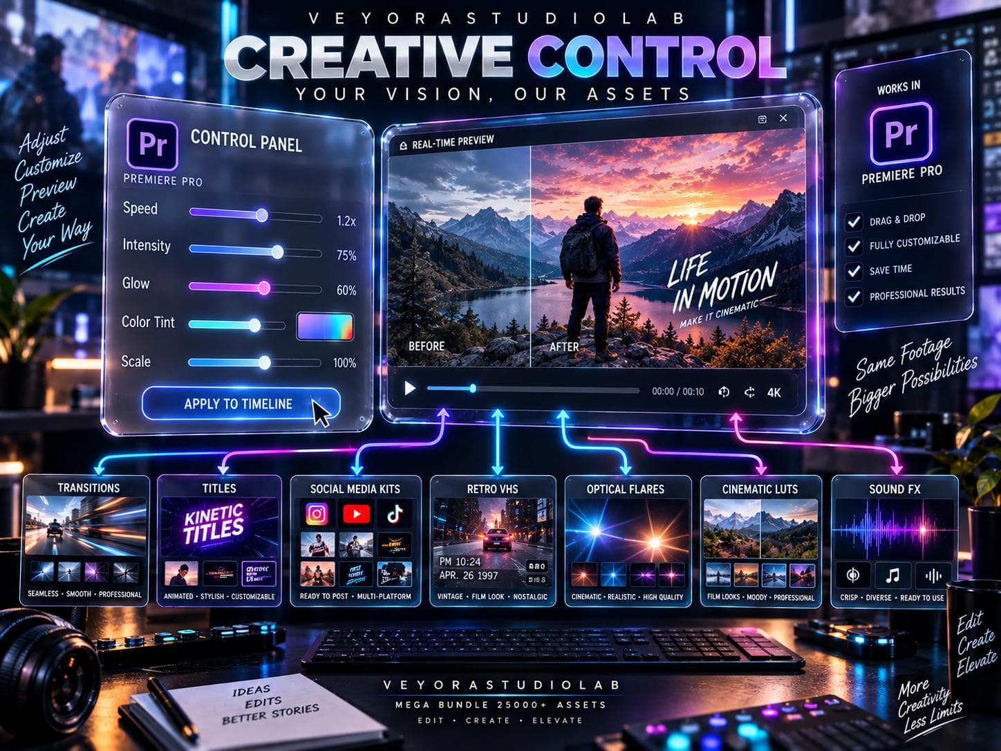 25000+ Premiere Pro Assets Bundle, Complete Video Editing Toolkit with Effects Transitions, Creator Essentials Pack Digital Download - image 4