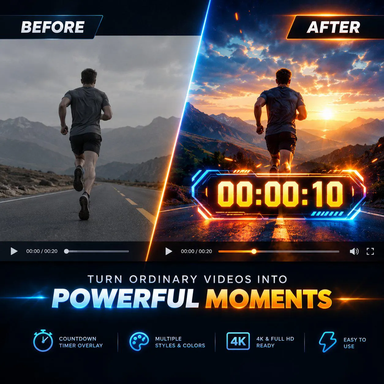 Countdown Timer DaVinci Resolve Templates, Animated Countdown Timer Video Pack, New Year Event Timer Overlay Graphics - image 4