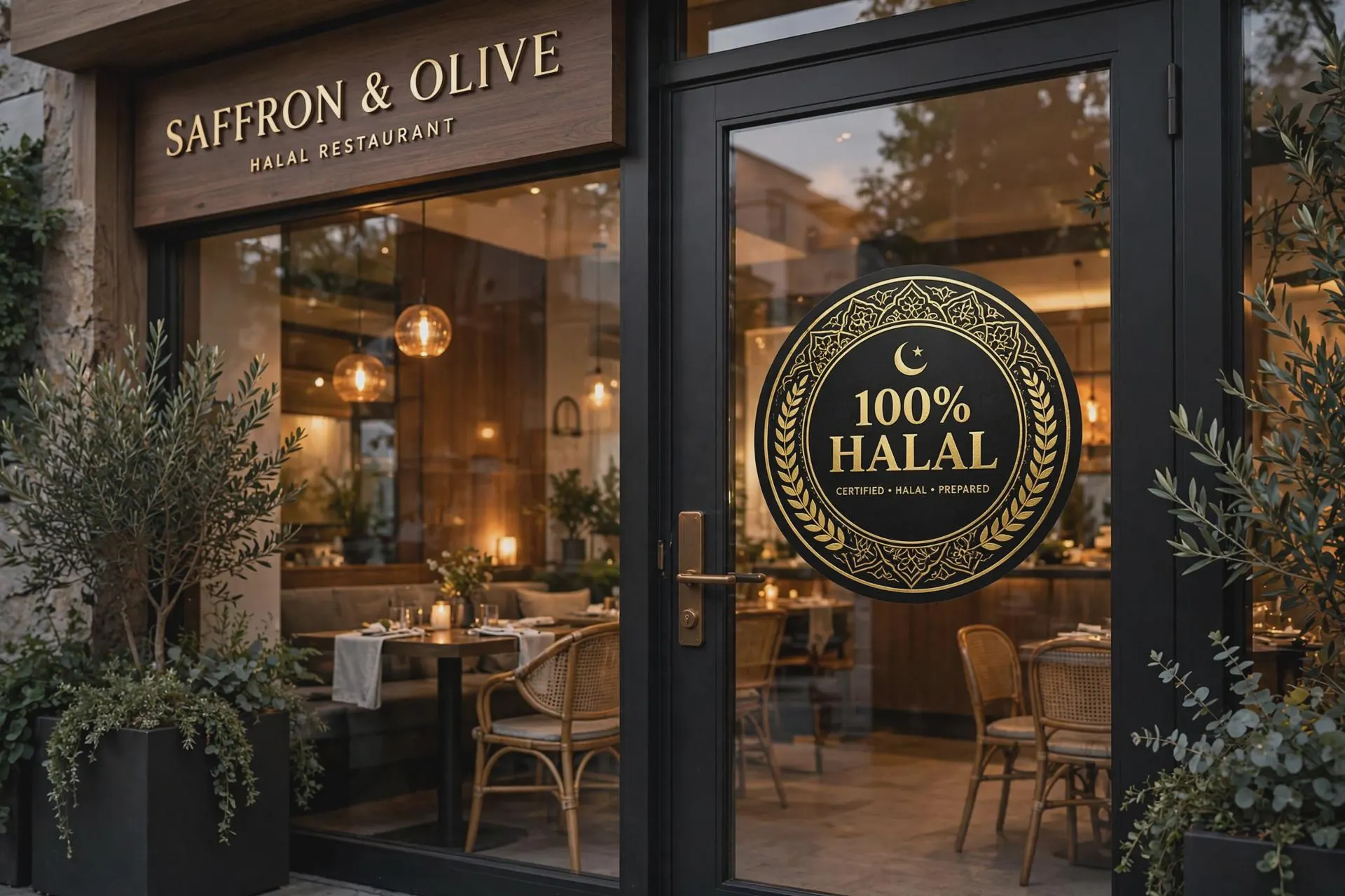 12 Luxury Arabic Halal Sign SVG Bundle, Gold Foil Window Designs, Holographic Restaurant Pack - image 3
