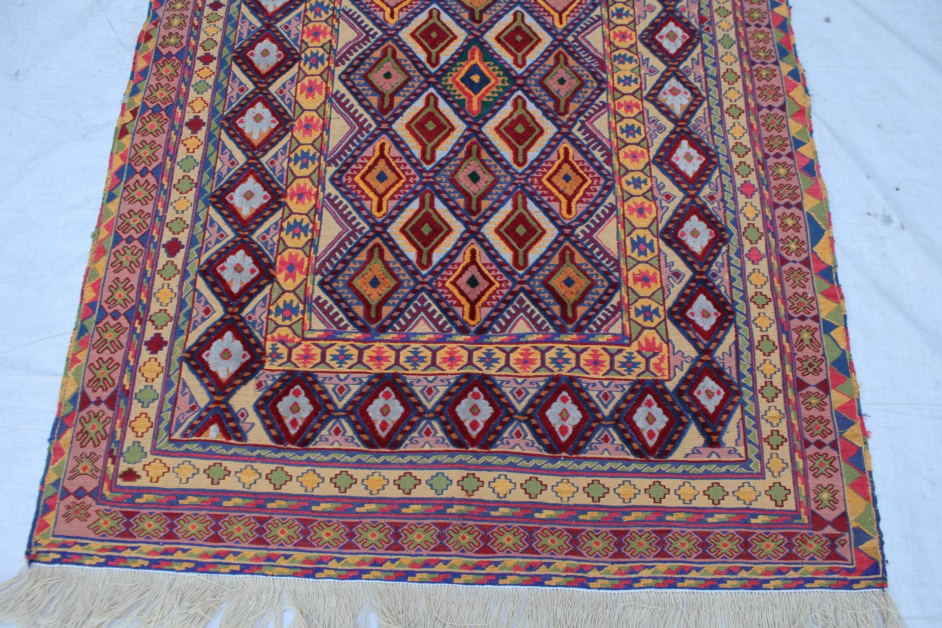 Handmade Afghan Wool Rug, Tribal Geometric Area Carpet (4.4x6.3 ft) - image 4