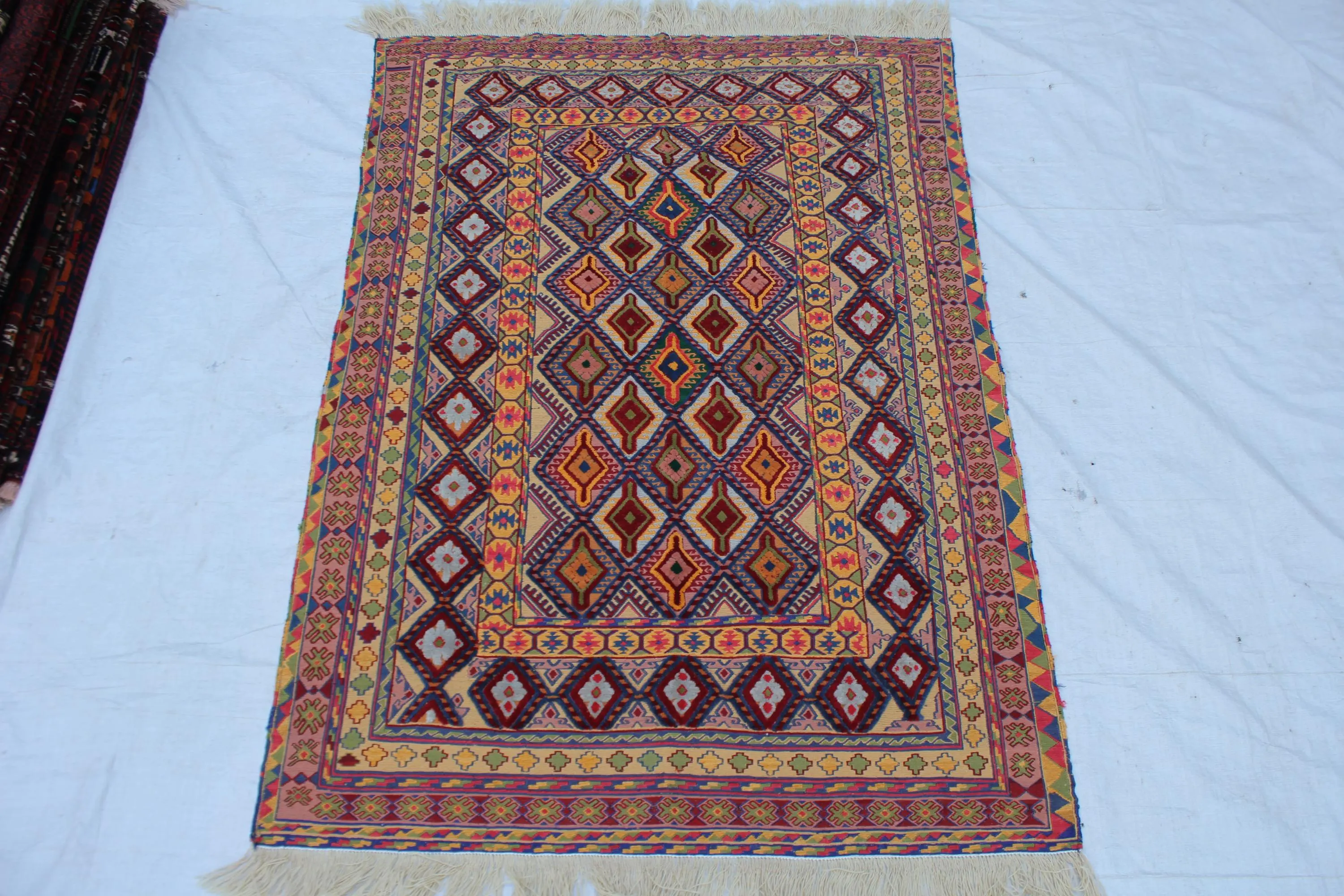 Handmade Afghan Wool Rug, Tribal Geometric Area Carpet (4.4x6.3 ft) - image 3