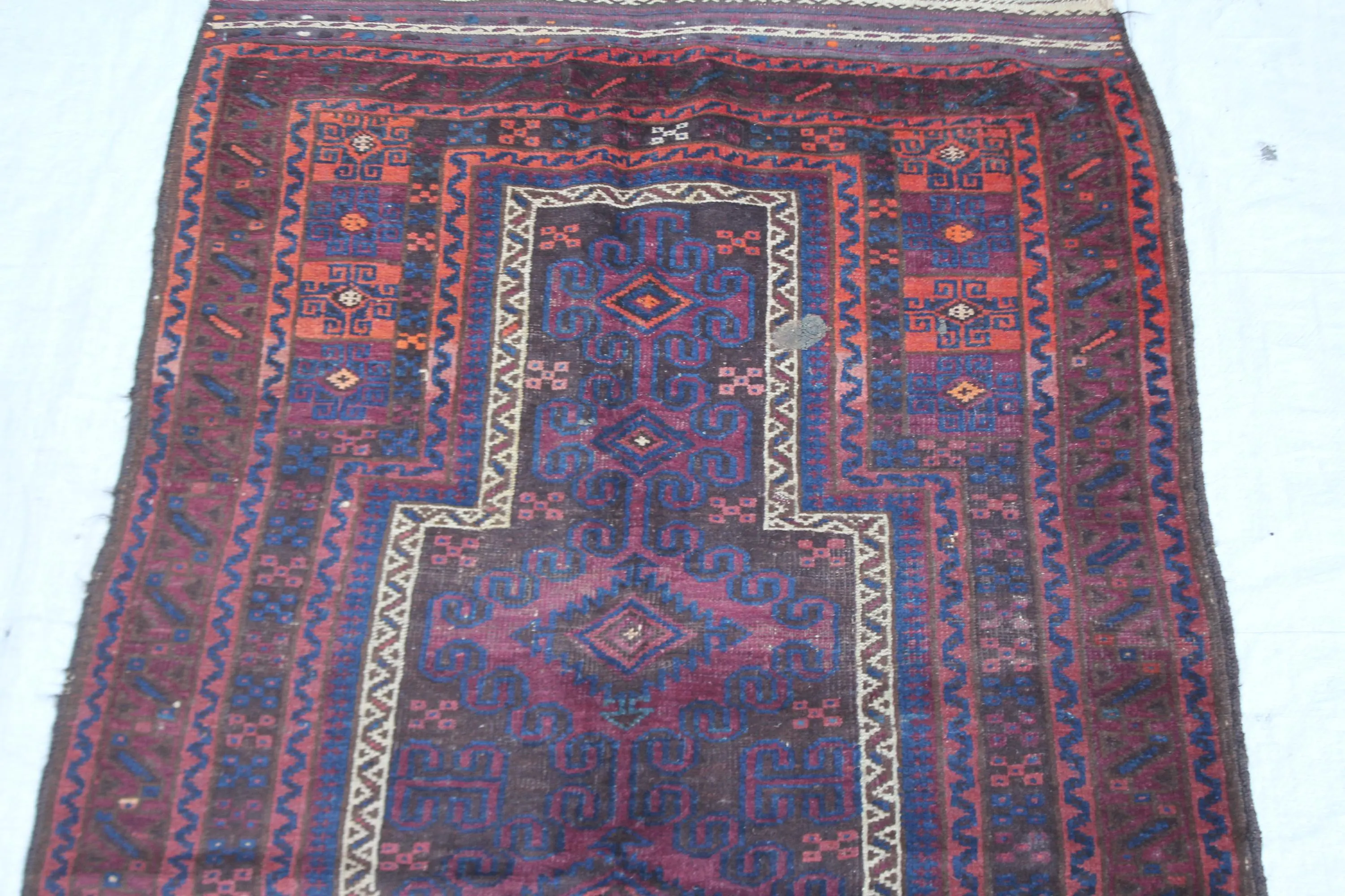 Handmade Afghan Wool Rug, Burgundy Blue Geometric Medallion, 3x4.2 FT - image 5