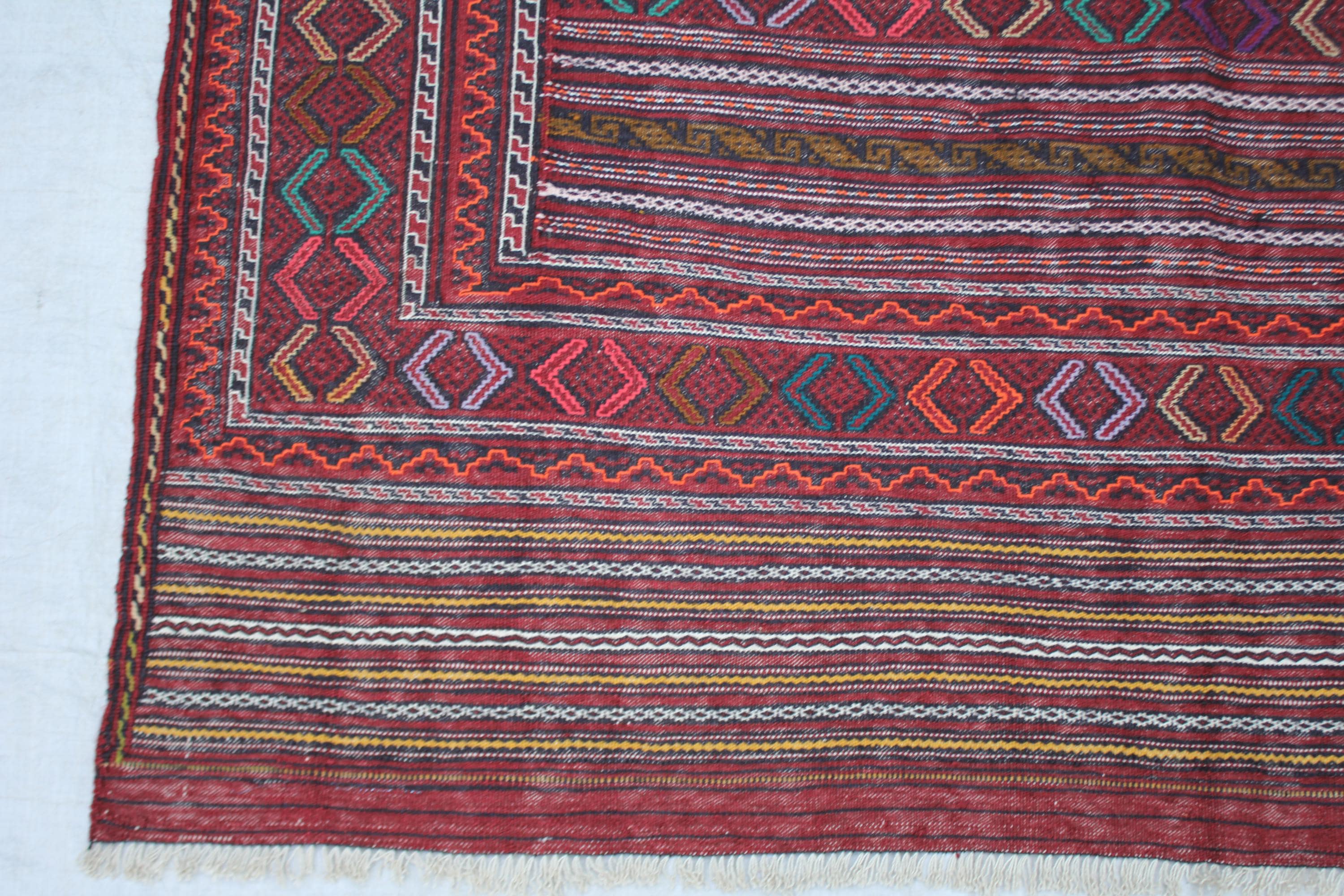 Handmade Afghan Wool Kilim Rug, Tribal Striped Geometric Area Rug (4.8x6.1 FT) - image 5
