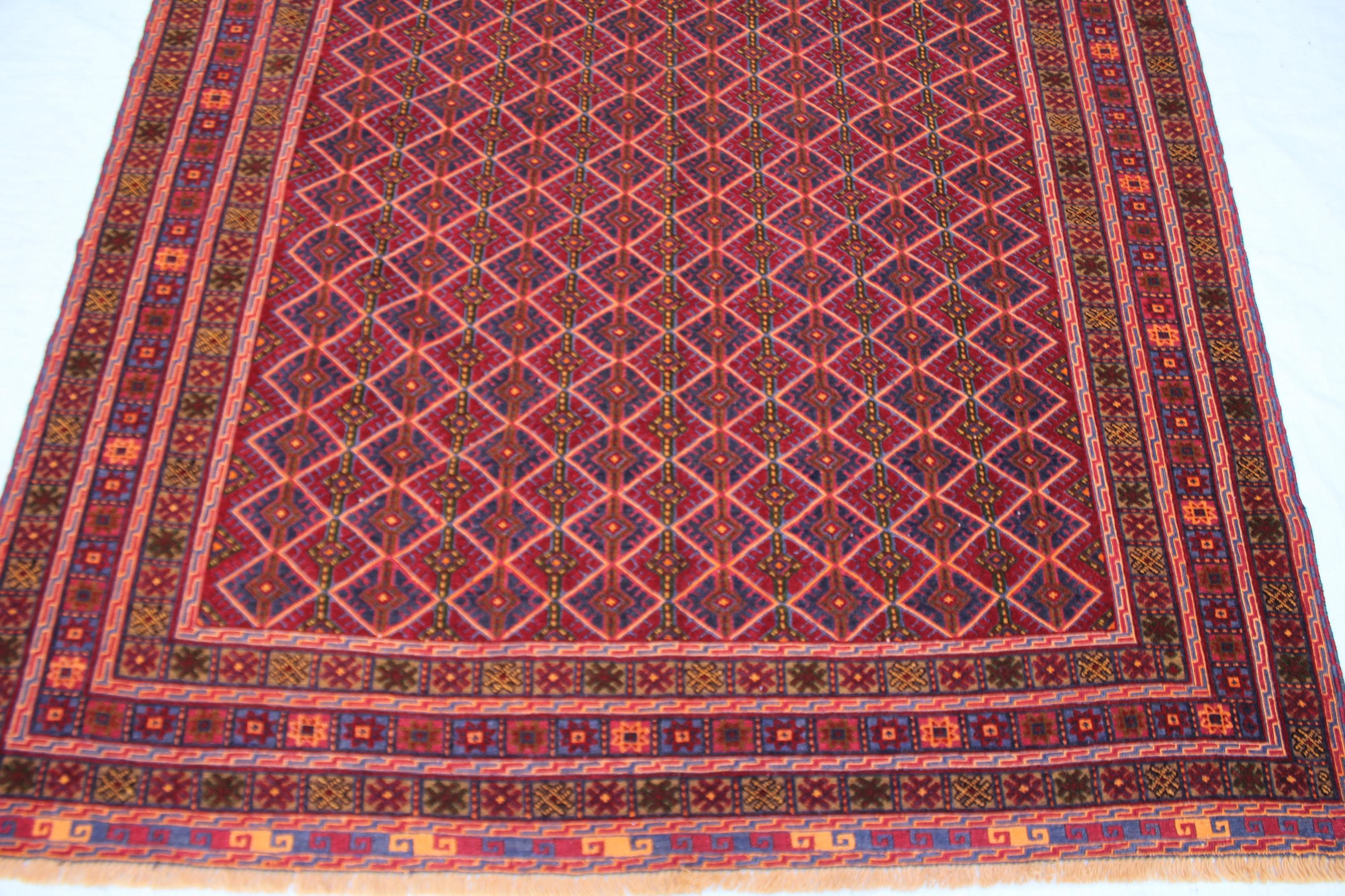 Handmade Afghan Wool Rug, Tribal Geometric Area Carpet (5.3 x 6.1 ft) - image 5