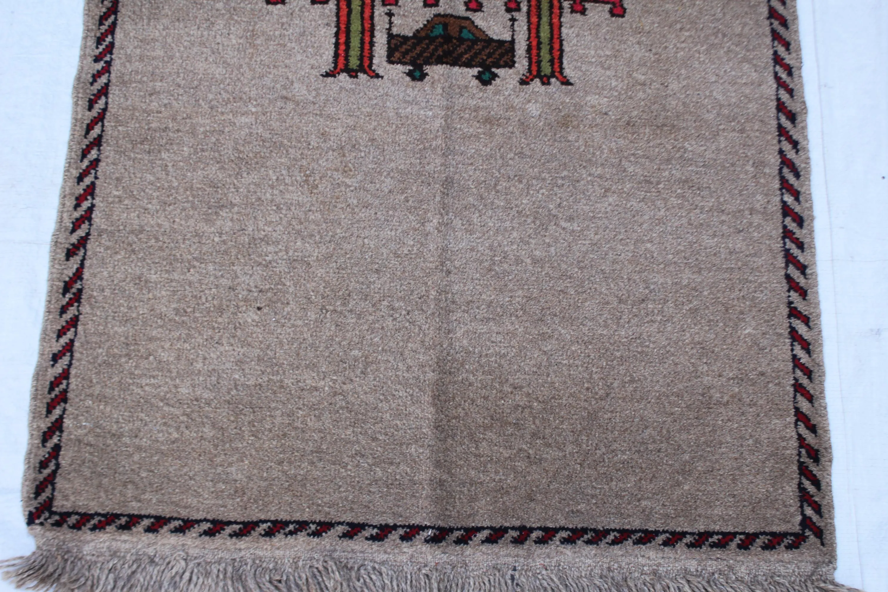Handmade Afghan Wool Rug, Tribal Geometric Pattern, Rustic Red Beige Area Rug (2.7 x 4 ft) - image 4