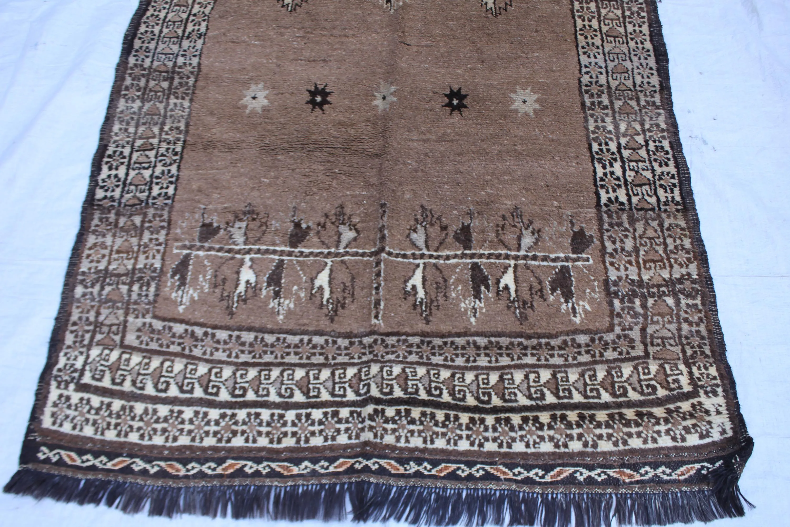 Handmade Afghan Wool Rug, Tribal Geometric Pattern, Neutral Boho Area Rug (4.5 x 6.2 ft) - image 2