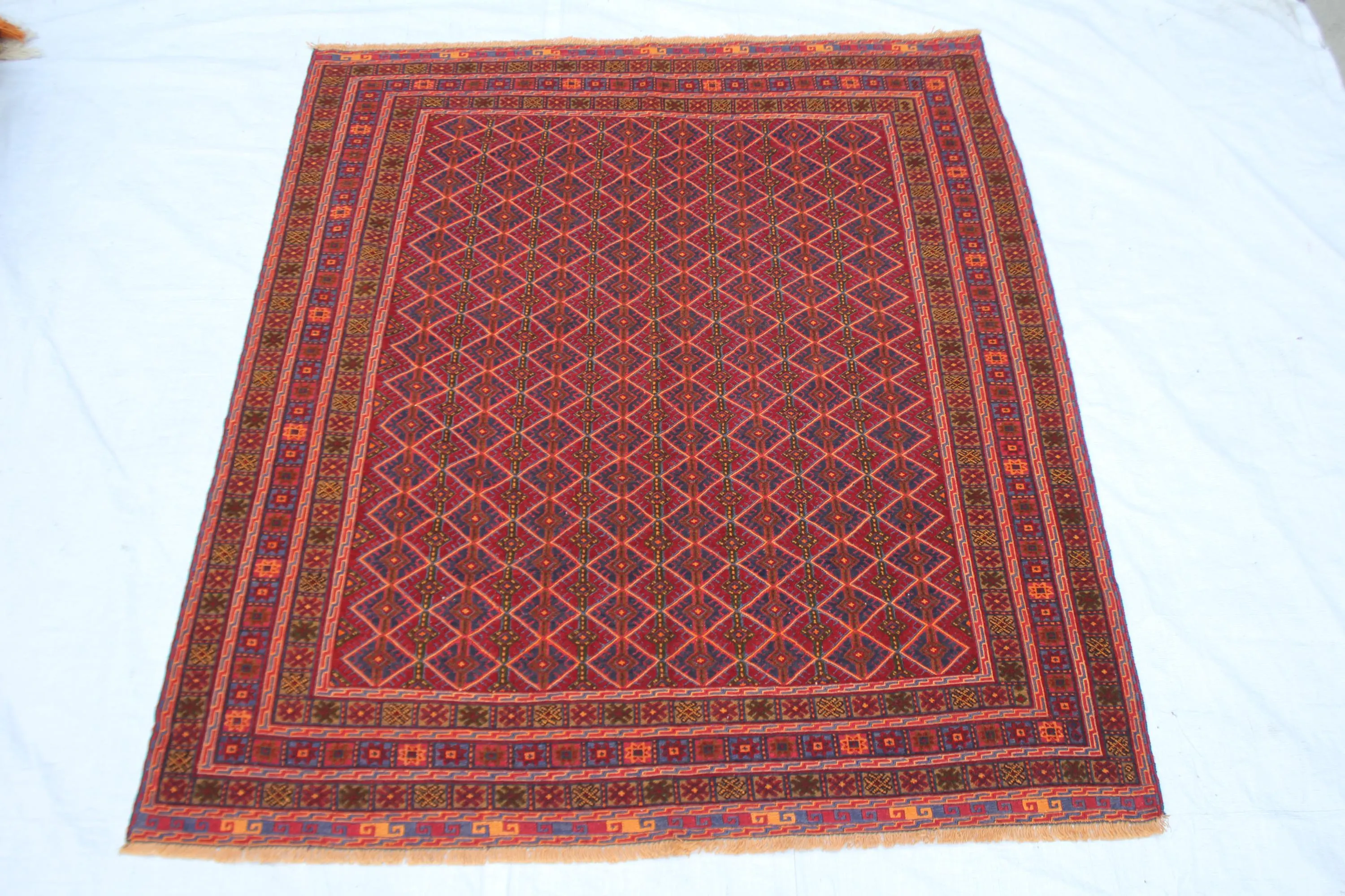 Handmade Afghan Wool Rug, Tribal Geometric Area Carpet (5.3 x 6.1 ft) - image 3