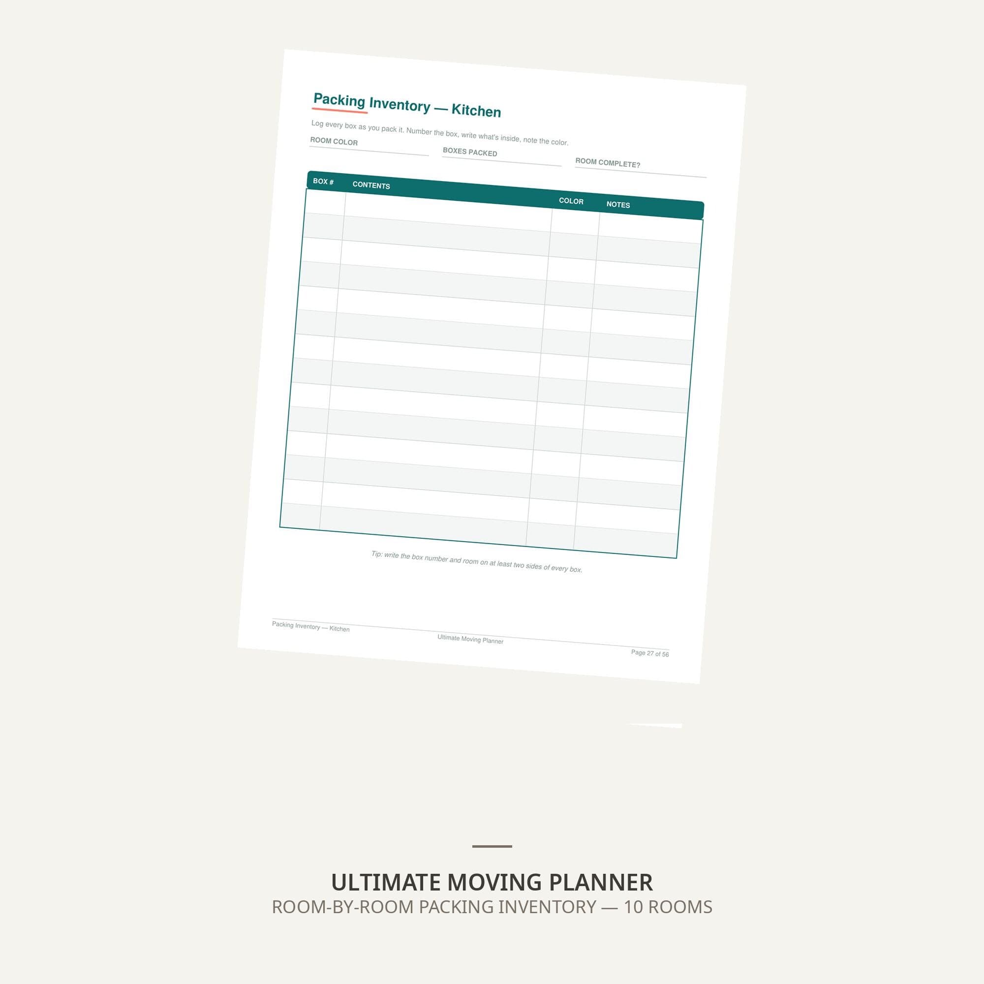 Ultimate Moving Planner Printable, Relocation Binder with 8-Week Timeline, Packing Inventory, Box Labels & Moving Day Checklist - image 4