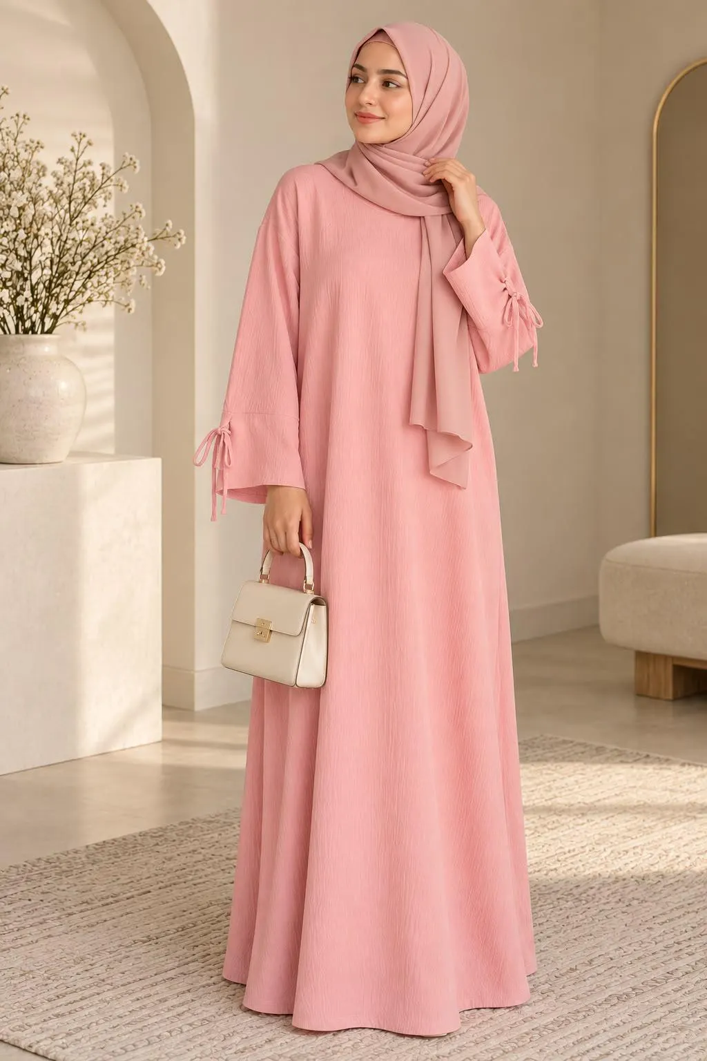 Women’s Italian Maxi Dress, Modest Long Sleeve Abaya Dress, Loose Fit Hijab Dress, Muslim Maxi Dress, Elegant Kaftan One Size - image 3