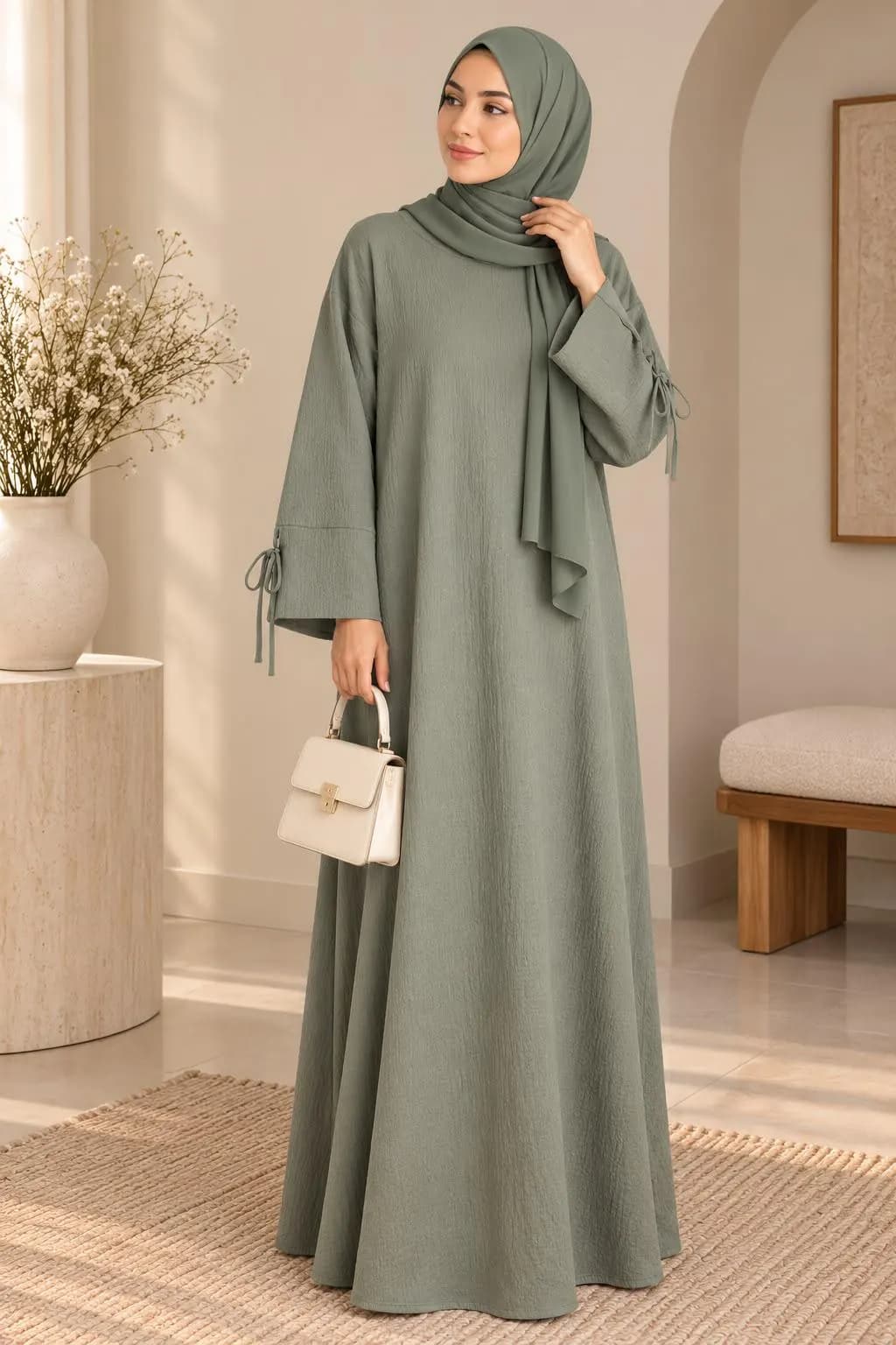 Women’s Italian Maxi Dress, Modest Long Sleeve Abaya Dress, Loose Fit Hijab Dress, Muslim Maxi Dress, Elegant Kaftan One Size - image 5