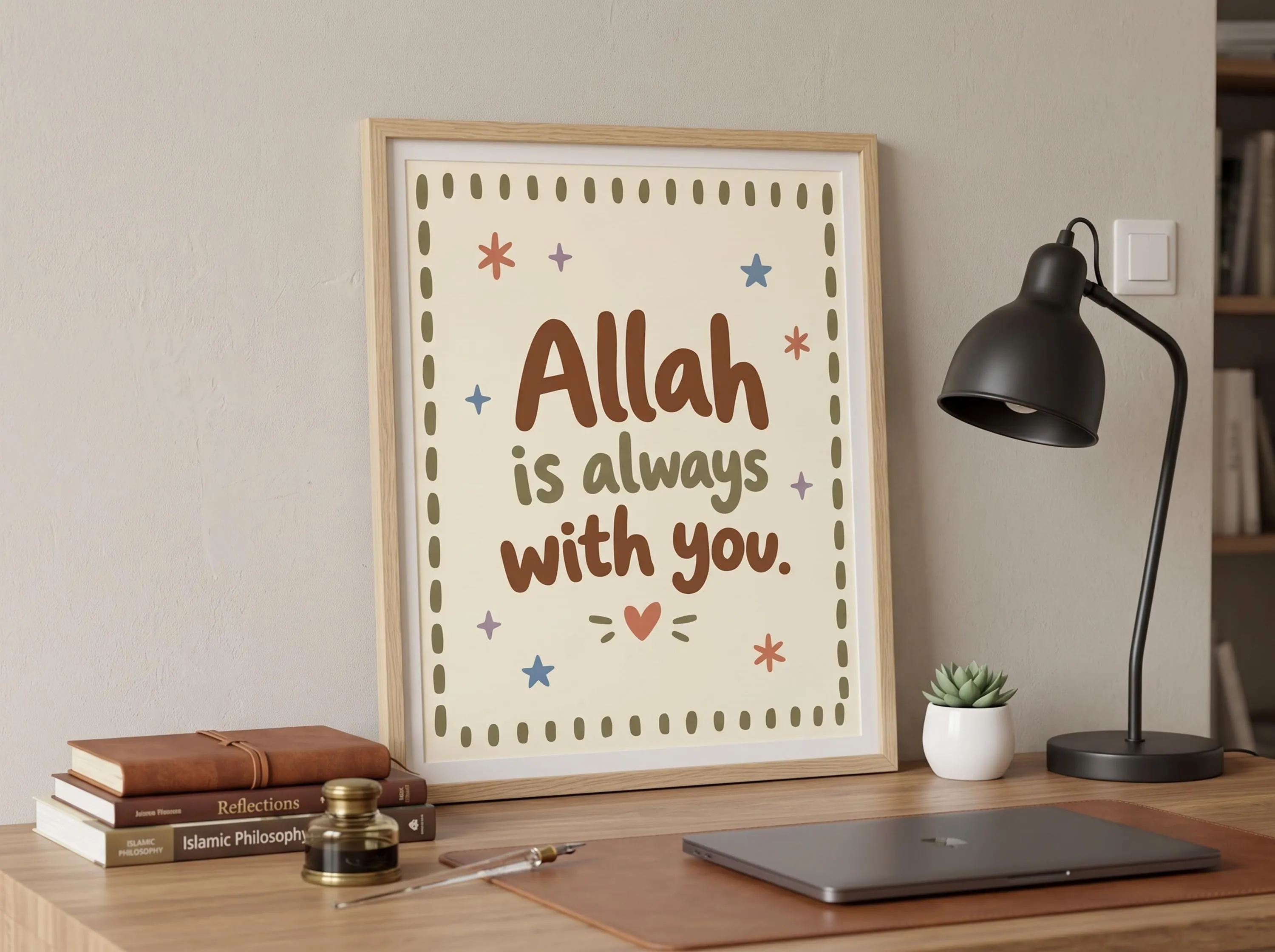 Islamic Kids Wall Art Printable, Allah Is Always With You, Muslim Nursery Decor, Islamic Home Wall Decor, Muslim Kids Art Digital Download