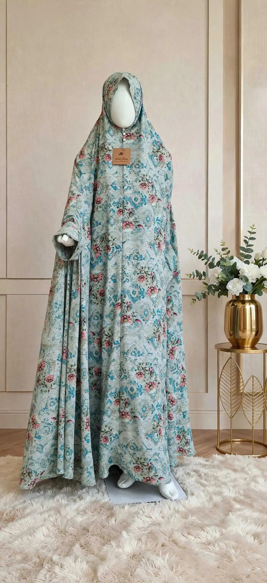 Floral Prayer Dress / Gown | Printed One-Piece Islamic Prayer Hijab | Full Coverage Abaya Prayer Dress - image 3