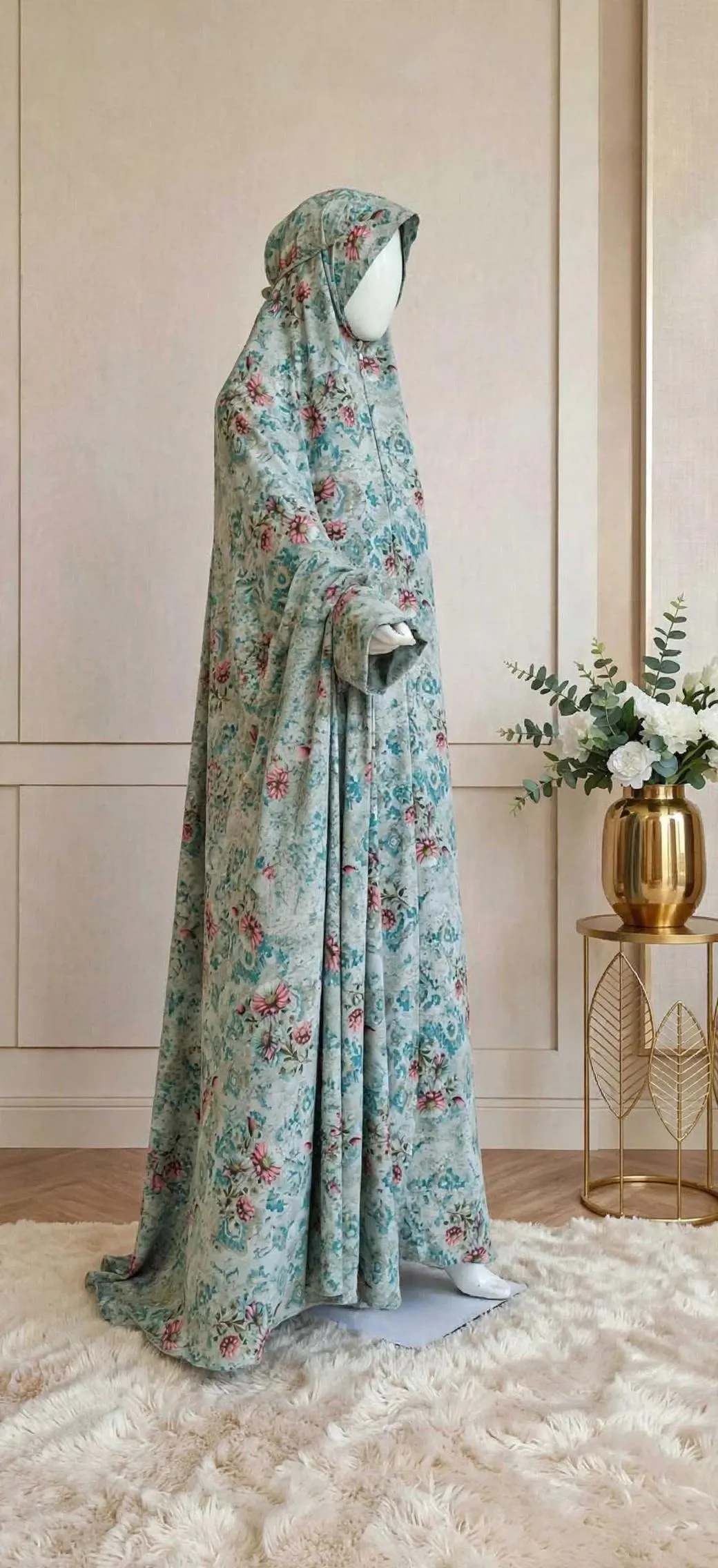 Floral Prayer Dress / Gown | Printed One-Piece Islamic Prayer Hijab | Full Coverage Abaya Prayer Dress - image 5
