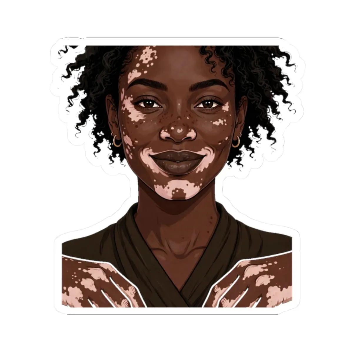 Vitiligo Woman Portrait Kiss-Cut Sticker - image 4