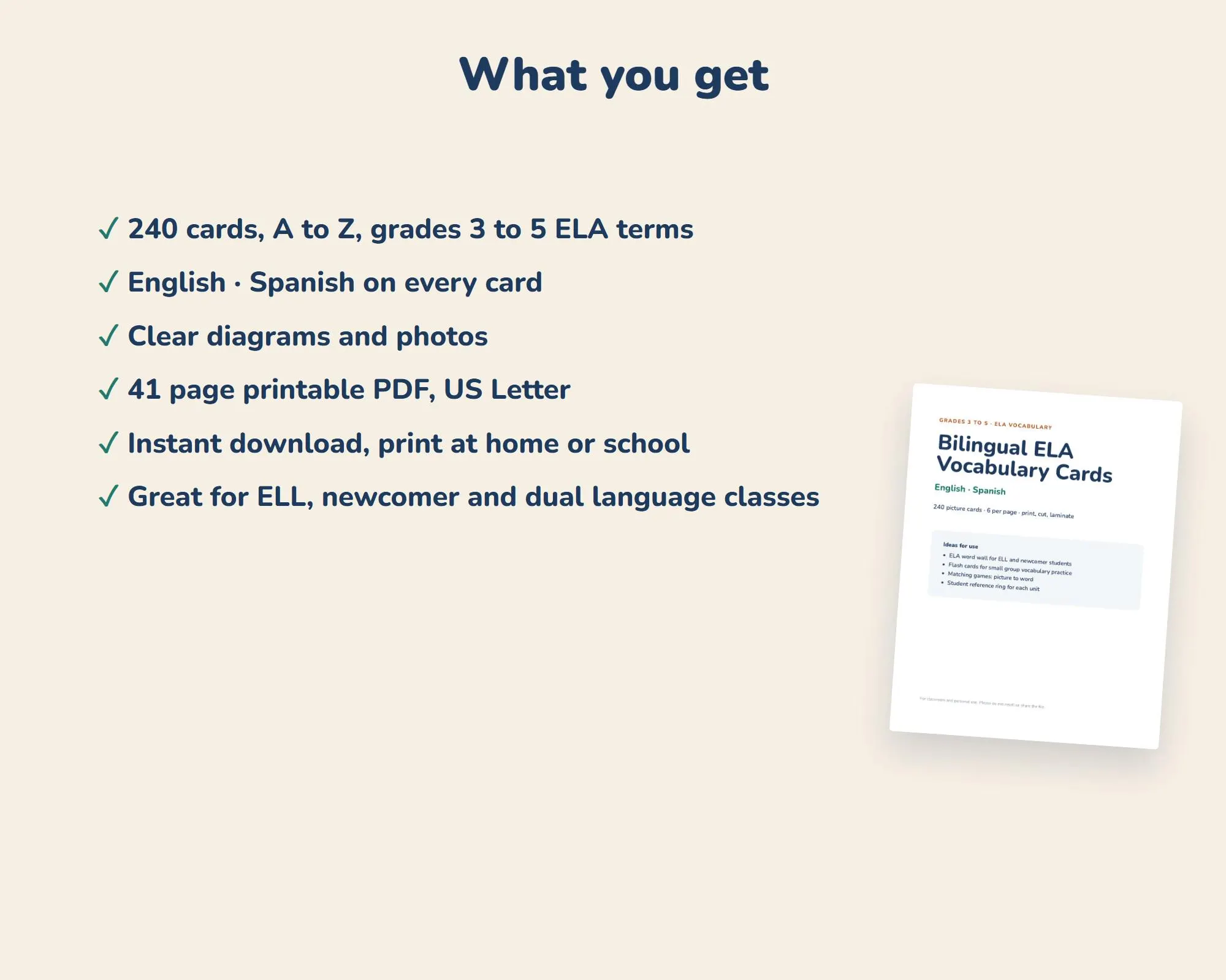 Bilingual ELA Vocabulary Cards, English Spanish, Grades 3-5 (PDF) - image 4