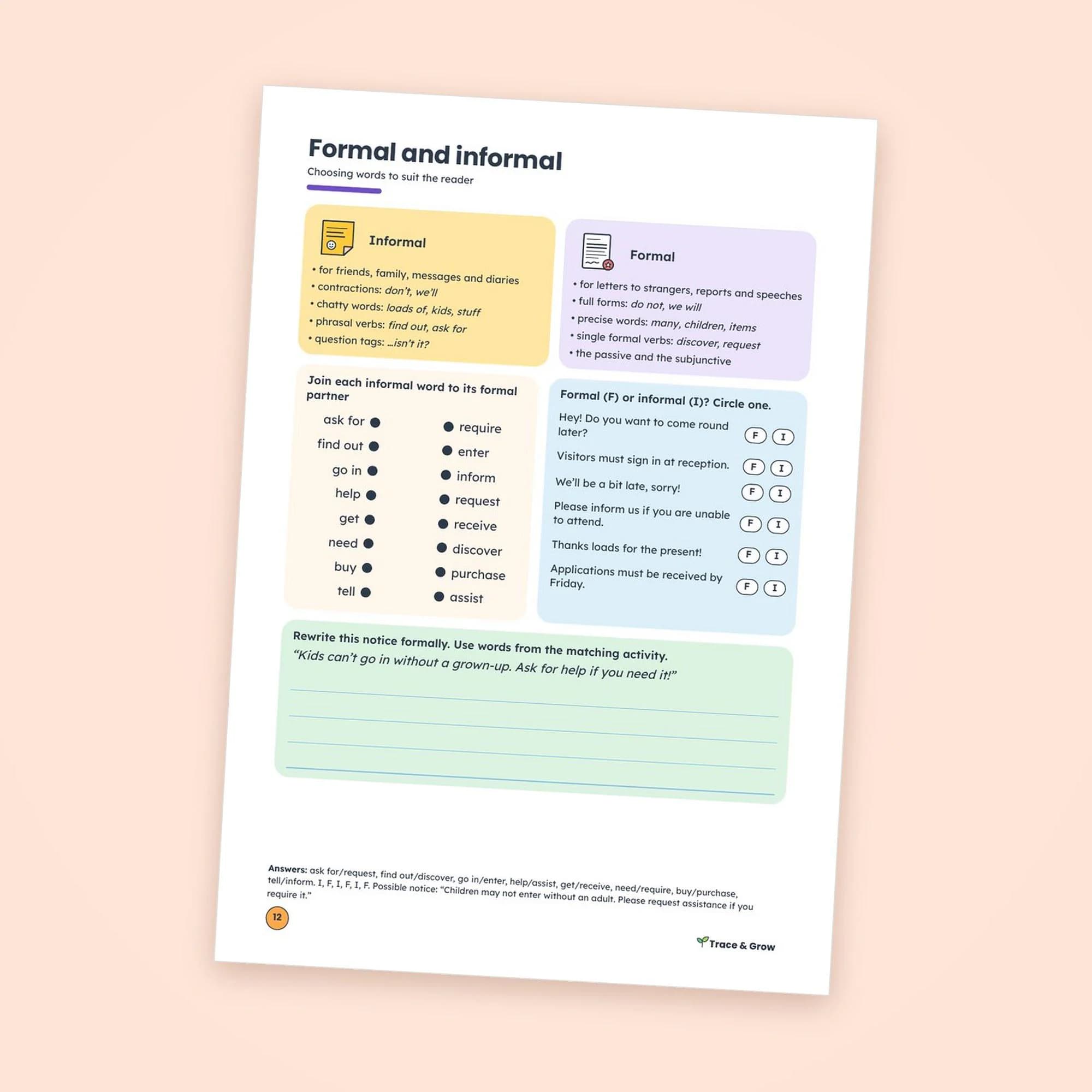 Grammar Worksheets for 5th and 6th Grade: inside pages