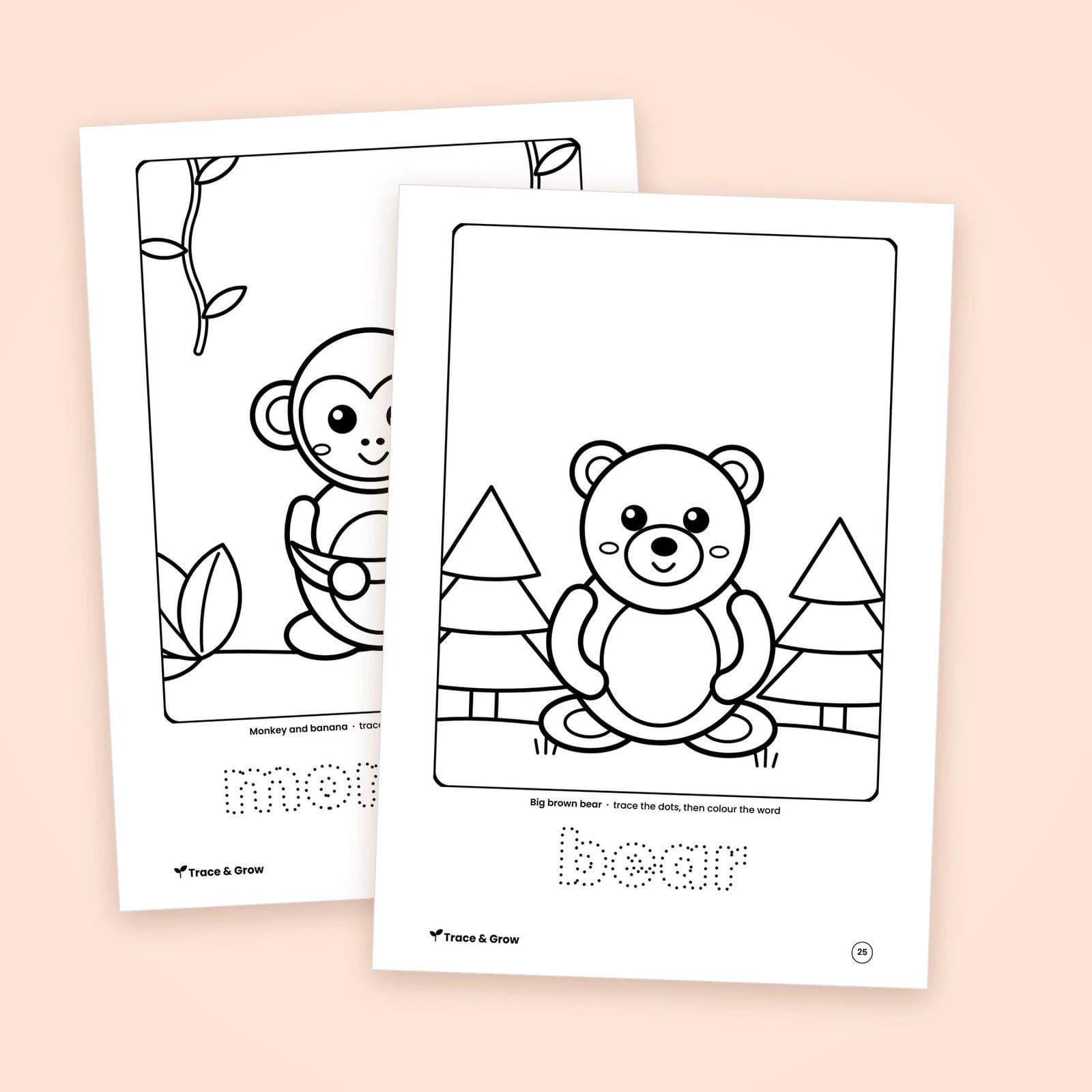 Animal and Nature Coloring Pages Bundle Printable: inside pages