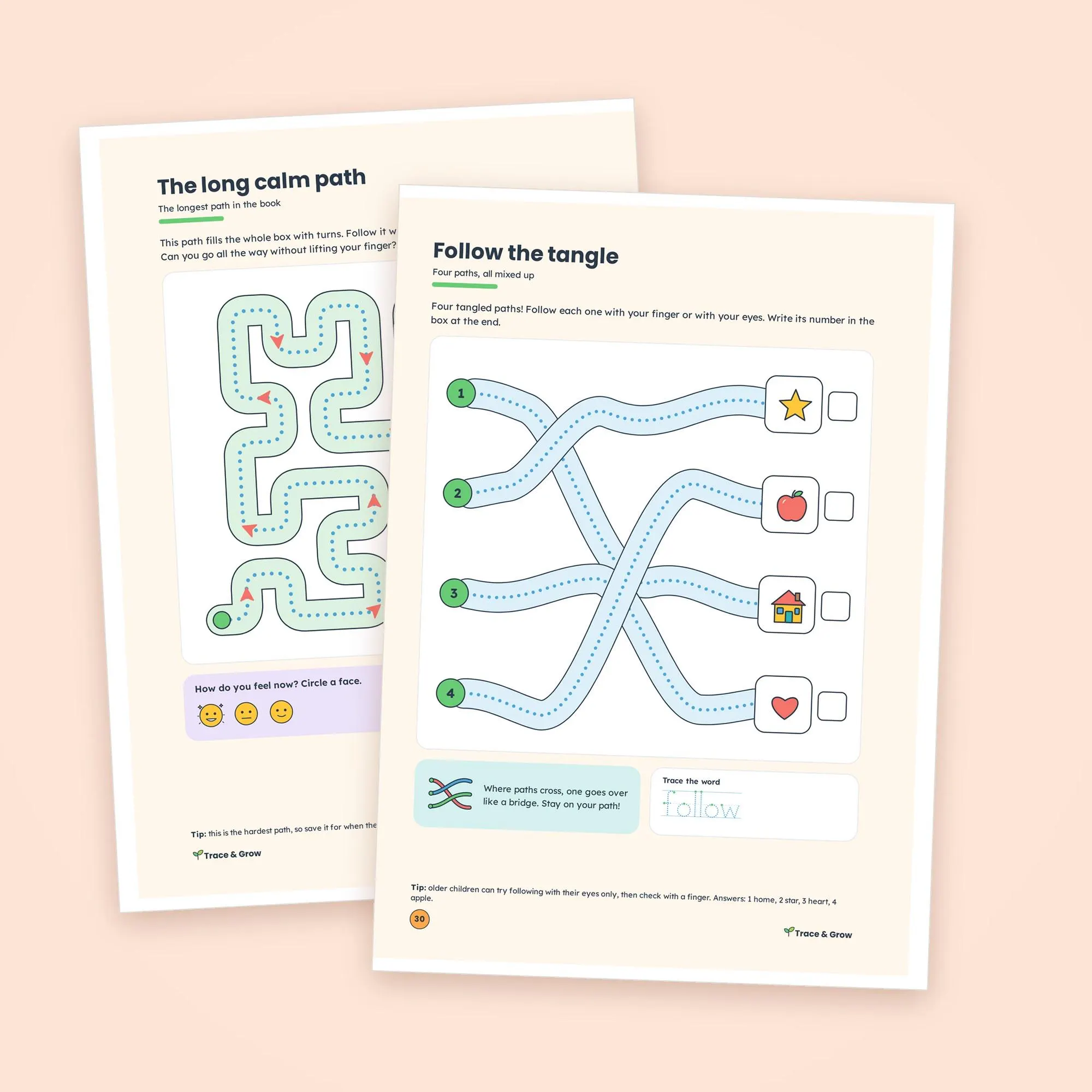 Calm Down Tracing Paths and Breathing Shapes for Kids: inside pages