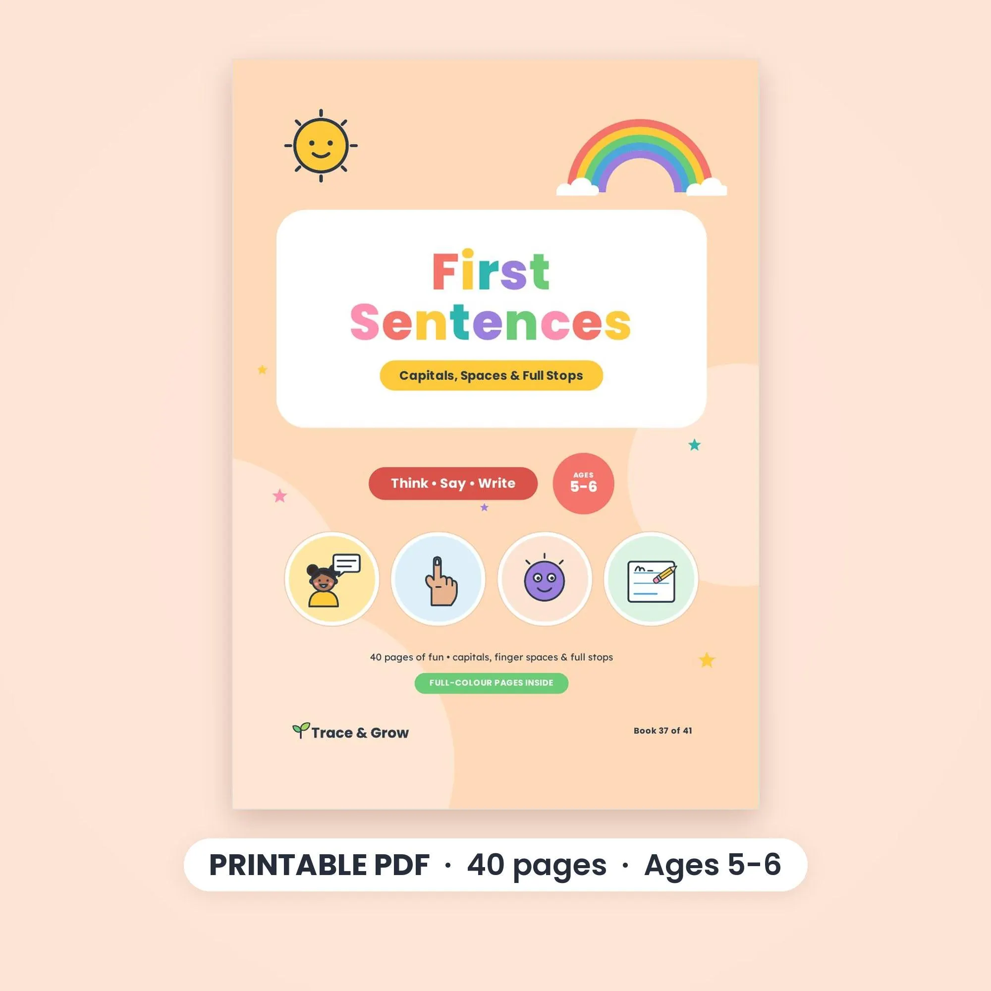 Sentence Writing Worksheets for Kindergarten, Printable PDF
