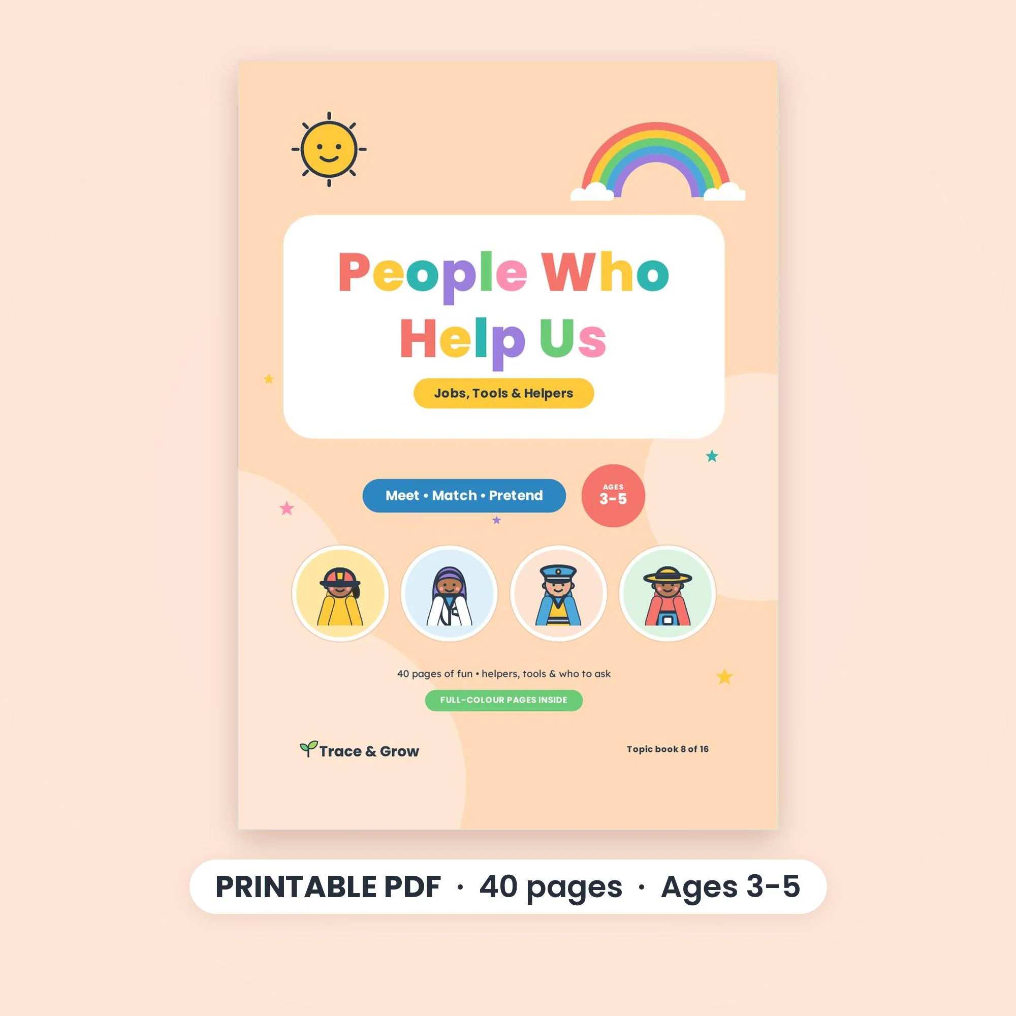 Community Helpers Worksheets for Preschool, Printable PDF