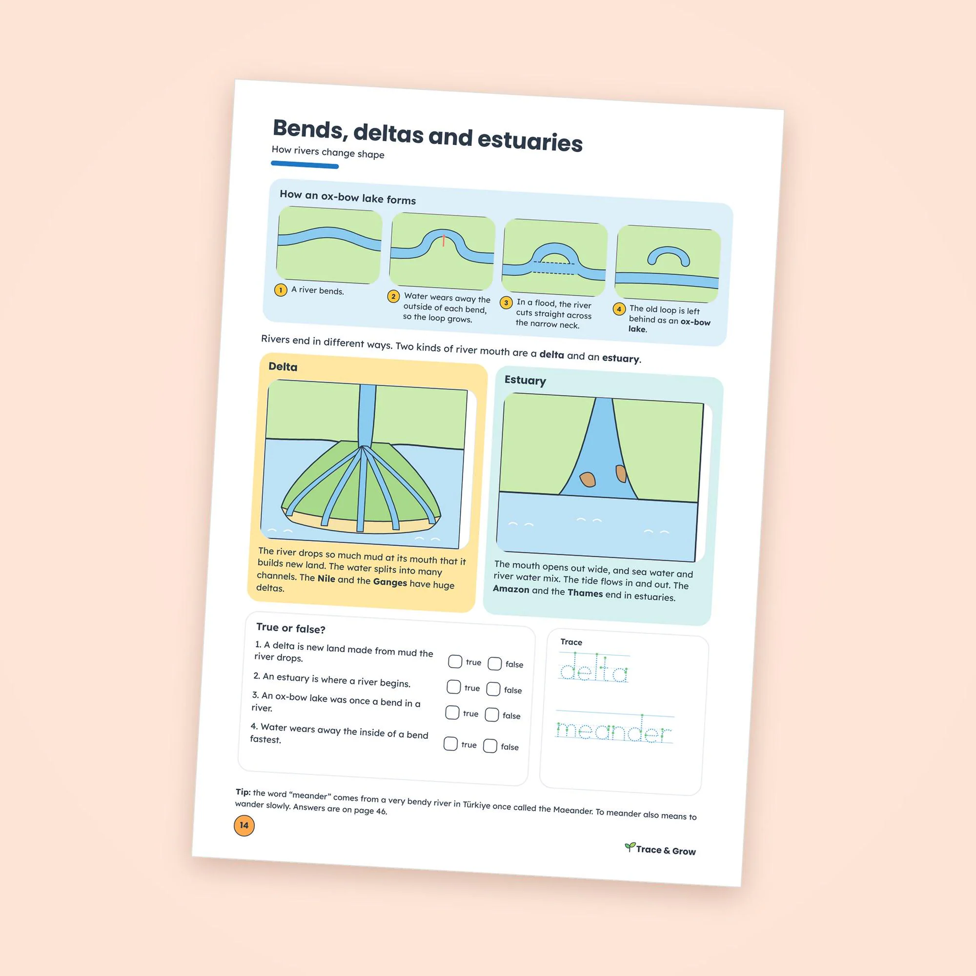 Rivers and Mountains Geography Worksheets for Kids: inside pages