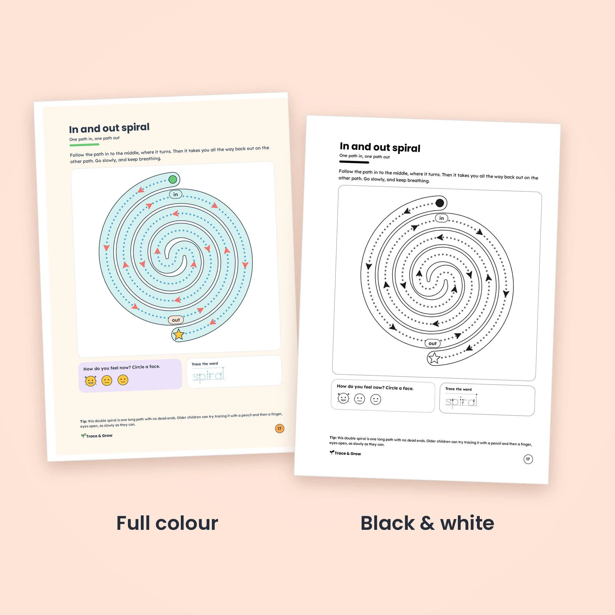 Calm Down Tracing Paths and Breathing Shapes for Kids: inside pages