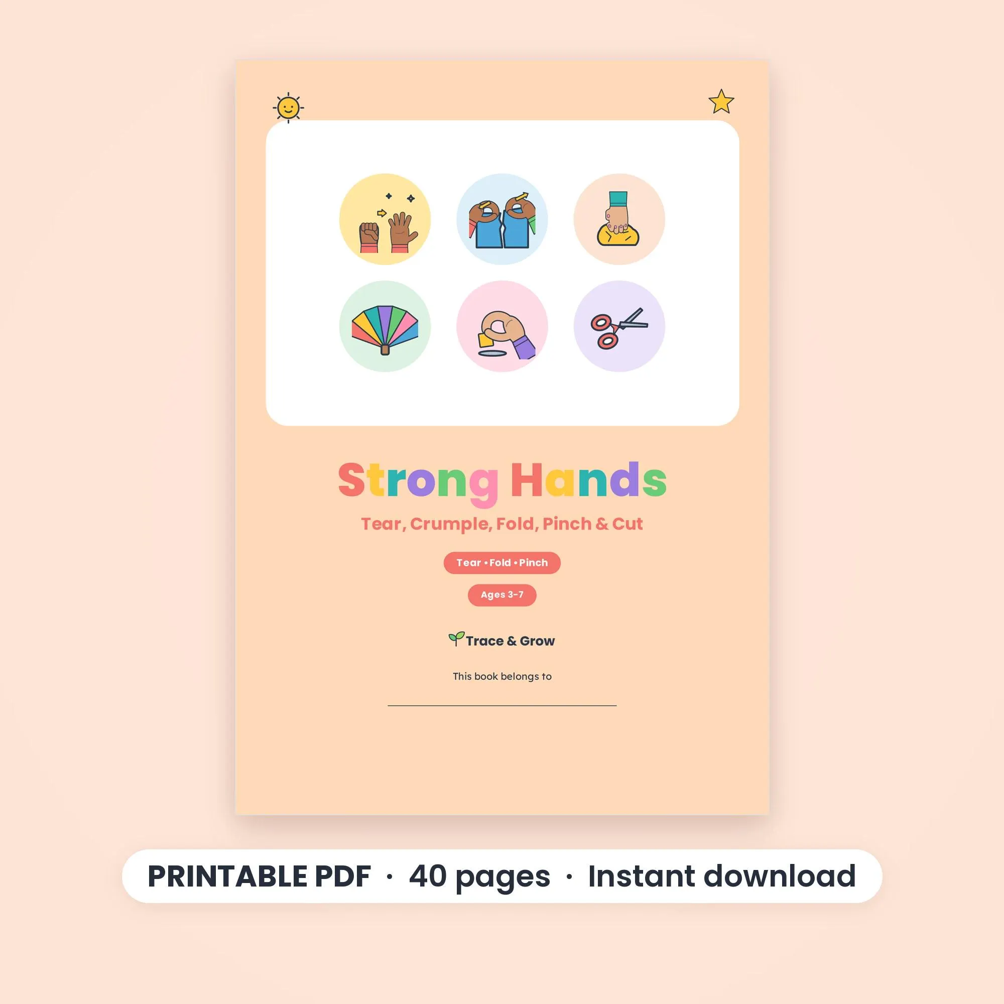 Fine Motor Skills Activities, Tearing, Folding and Cutting, Printable PDF