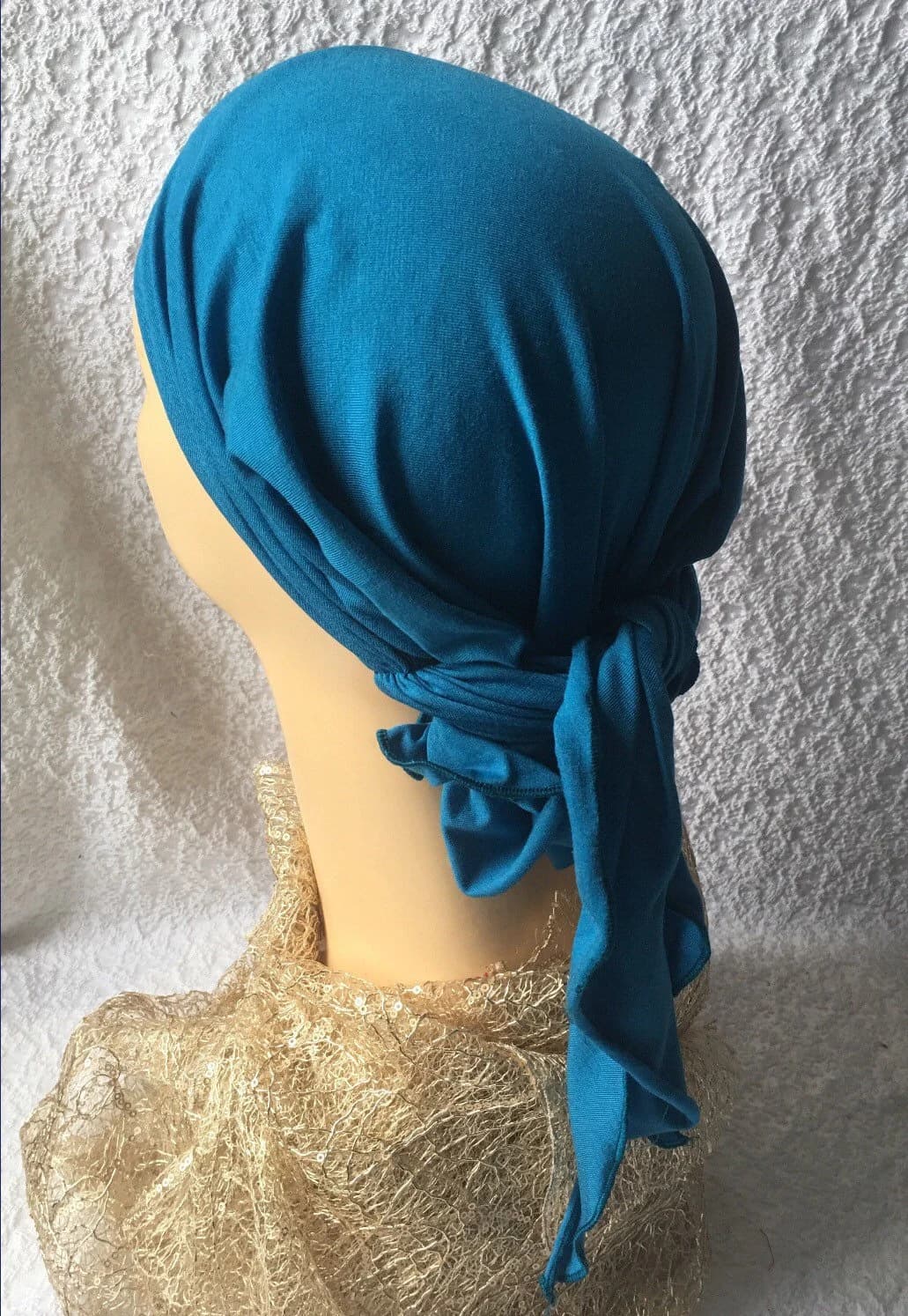 Hair Covering Hemp Eco Friendly Fabric Tie Back Hair Cover To Cover and Conceal Hair | Blue Headscarf Hair Wrap For Women  Made in USA - image 4