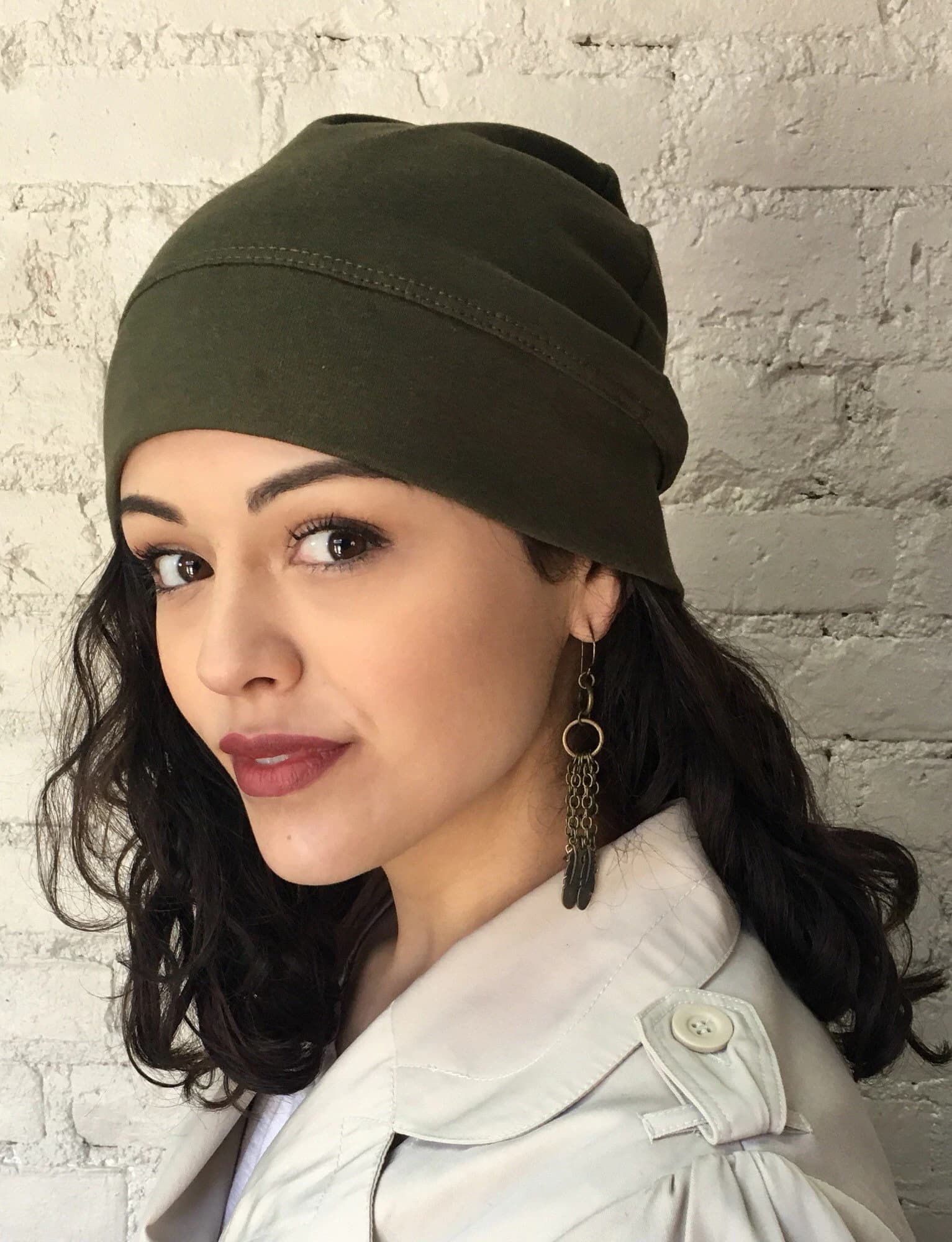 2 Organic Cotton Beanie Hats | Boho Hipster Fashion | Night or Day Cap or Scarf Hat Liner | Head Cover For Men Women Children | USA Made - image 5
