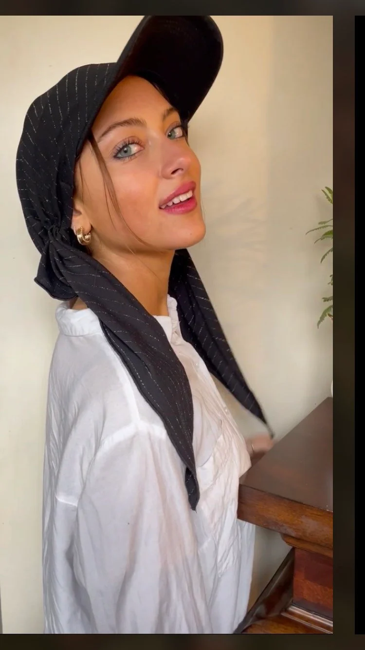 Beautiful Sun Visor Headscarf | Black Silver Sparkle Pre Tied Scarf With Brim Visor | Beach Hat For Women | Formal Casual Cap |  Made in USA - image 5