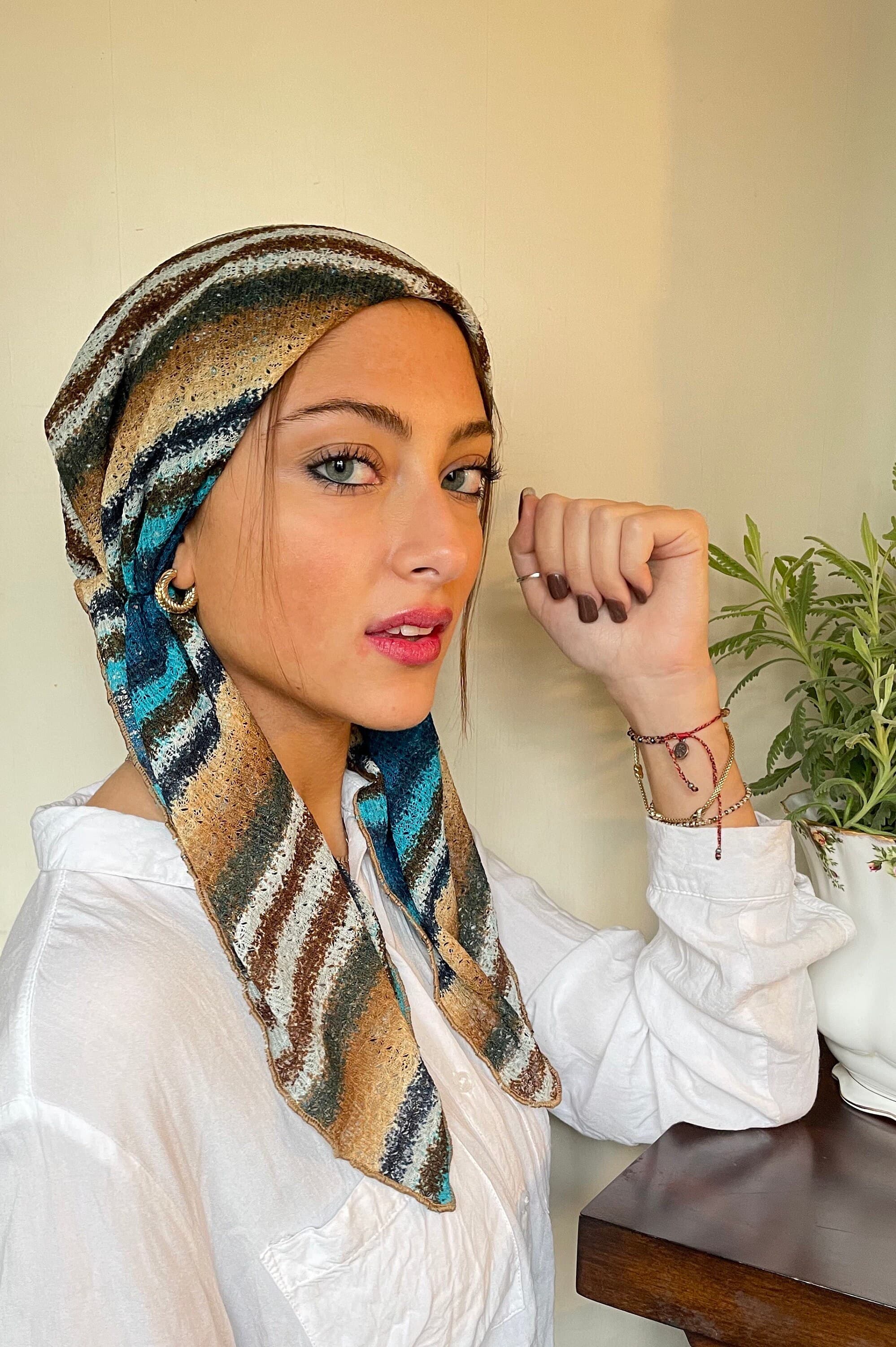 Colorful Fashion Headscarf Boho Hipster Style | Pre Tied Hair Wrap Hijab Tichel For Women With Long or Short Hair | Beach Vibes Made in USA - image 3