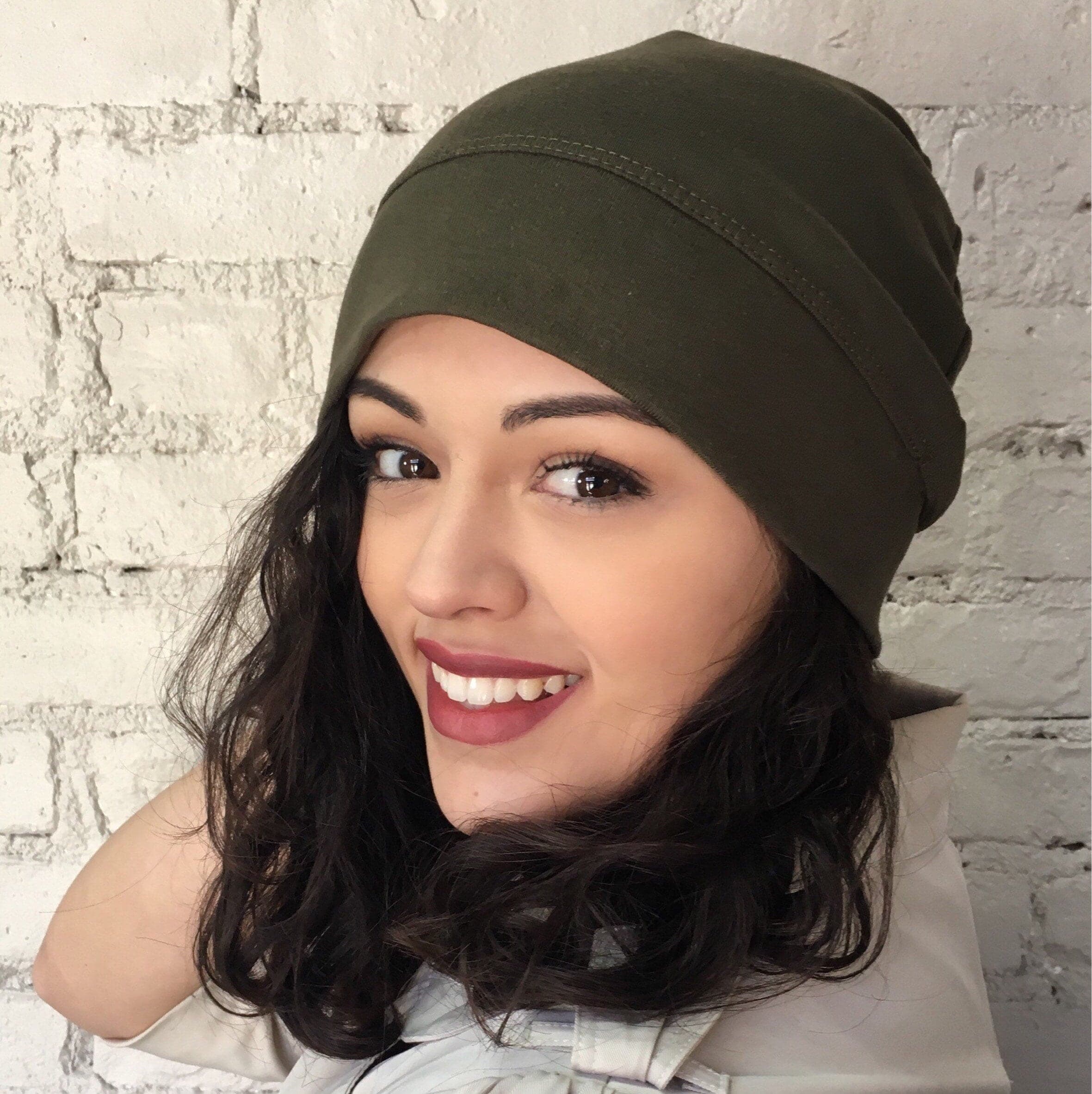 2 Organic Cotton Beanie Hats | Boho Hipster Fashion | Night or Day Cap or Scarf Hat Liner | Head Cover For Men Women Children | USA Made - image 3