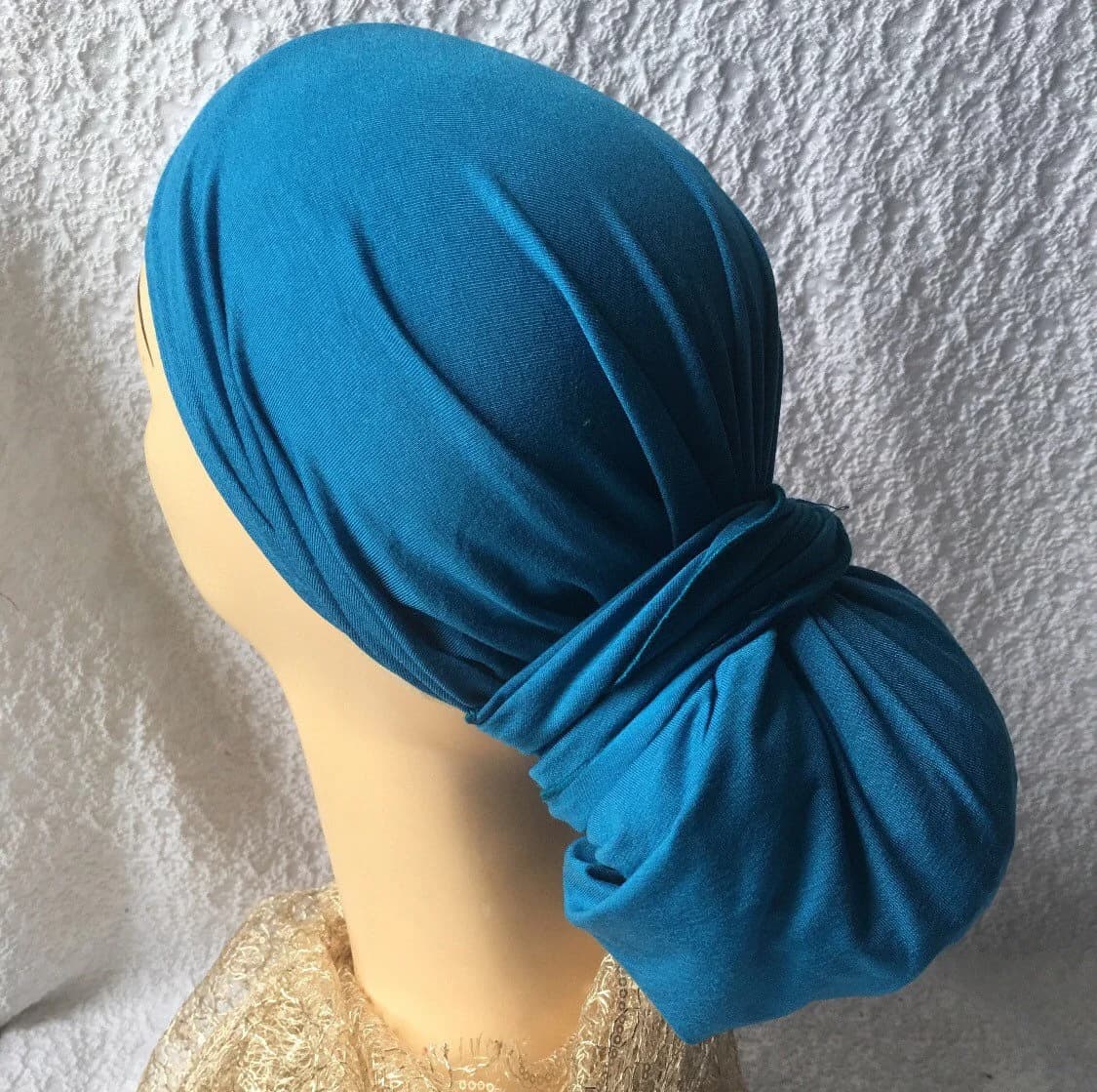 Hair Covering Hemp Eco Friendly Fabric Tie Back Hair Cover To Cover and Conceal Hair | Blue Headscarf Hair Wrap For Women  Made in USA - image 3