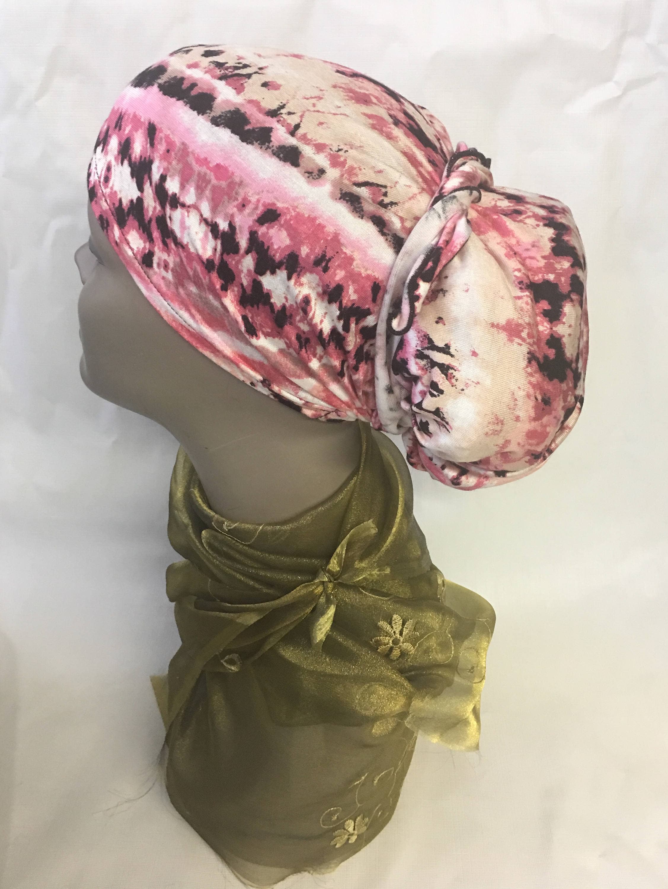 Pink Headscarf For Woman | Colorful Tie Back Hat To Conceal Hair | Lightweight Comfortable Wig Alternative | Soft Pre Tied Fashion Cap | USA - image 5