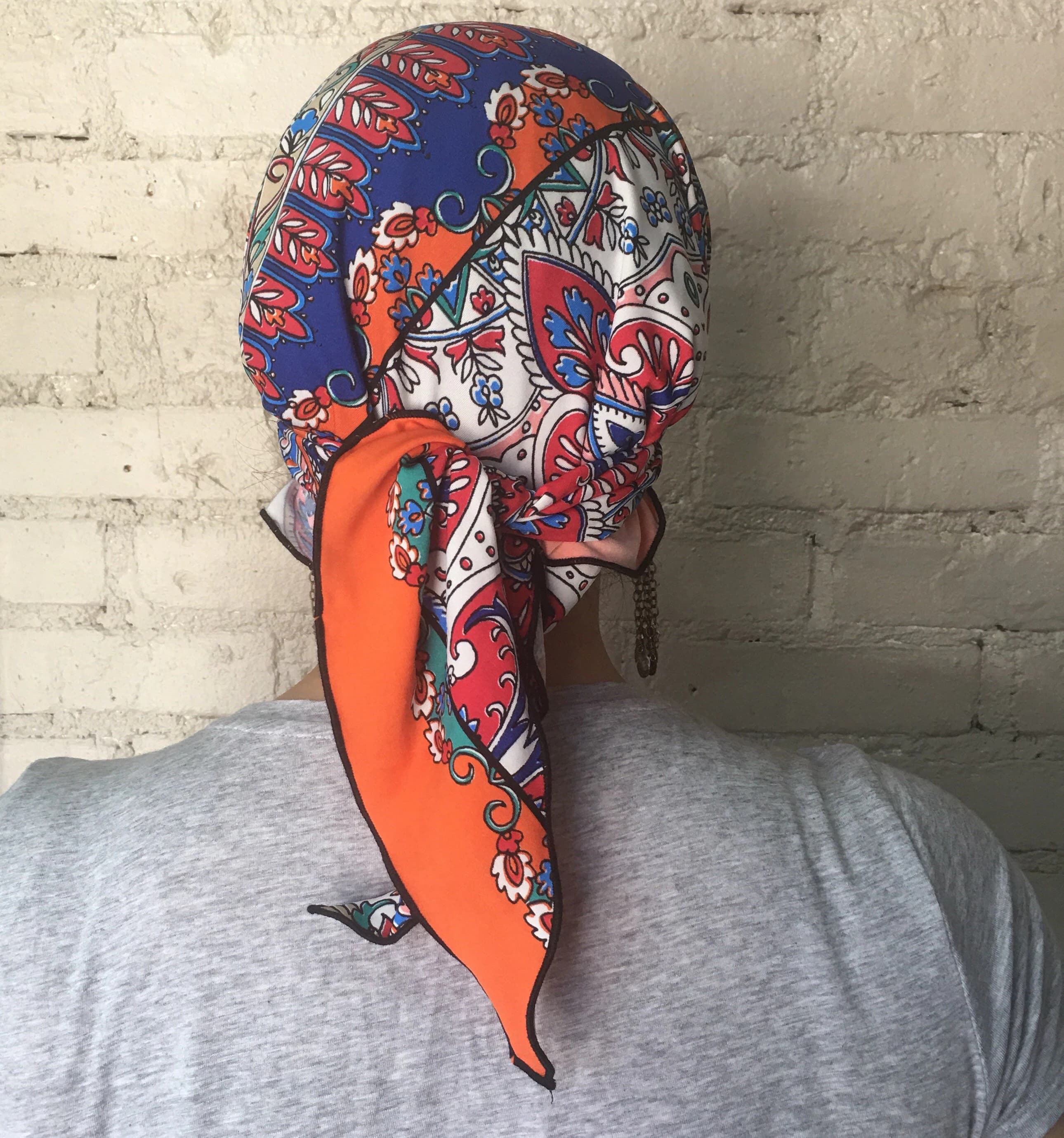 Orange Sun Hat | Cute Hat | Sun Visor Scarf | Casual Sport Headwear | Islamic Hijab |  Durag Headcovering | Beachwear Hat | Made in USA - image 5