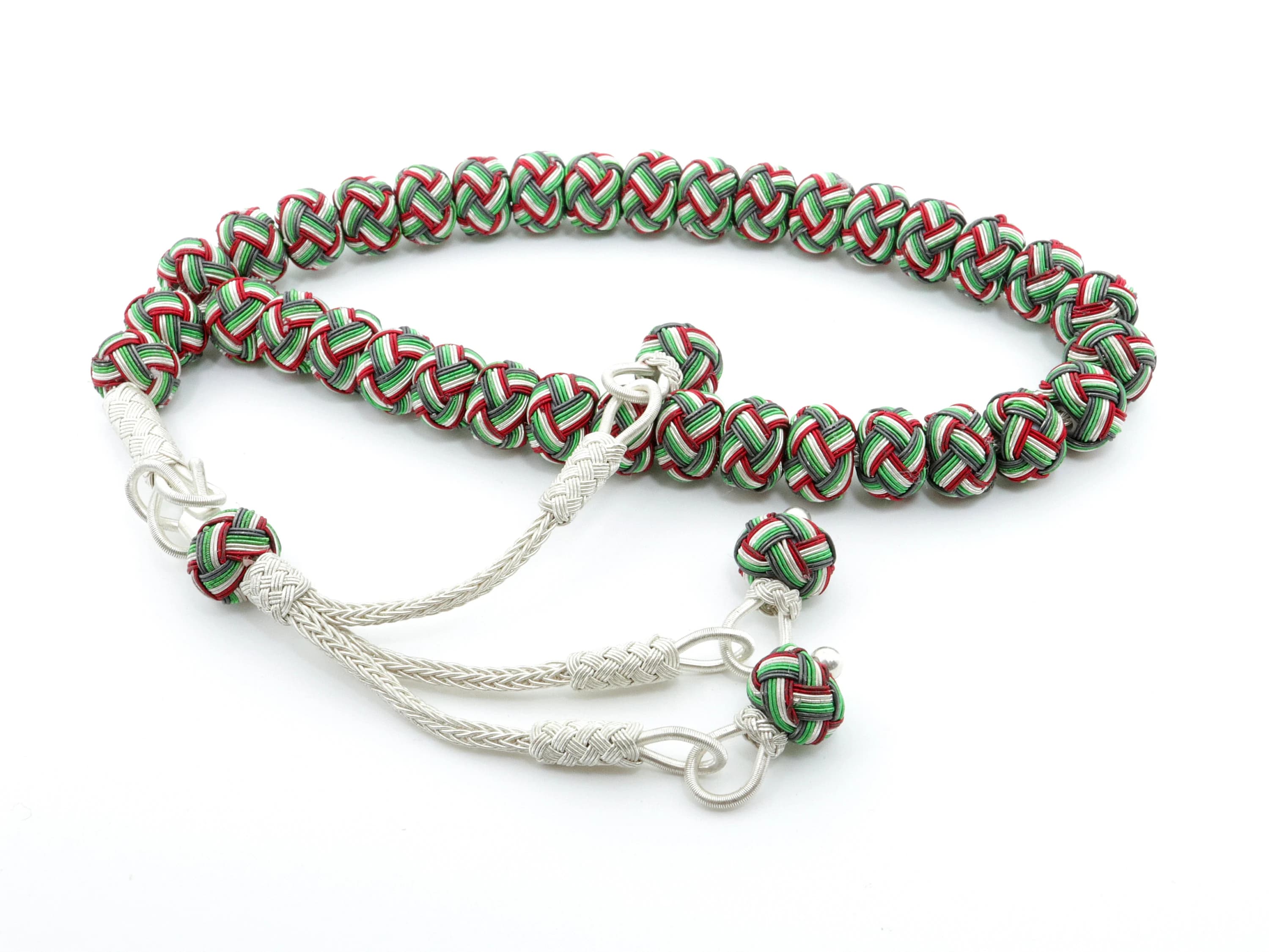 Trabzon kazaz size 9mm hand-knitted 1000 sterling silver 33 beads tasbih, Misbaha 502021