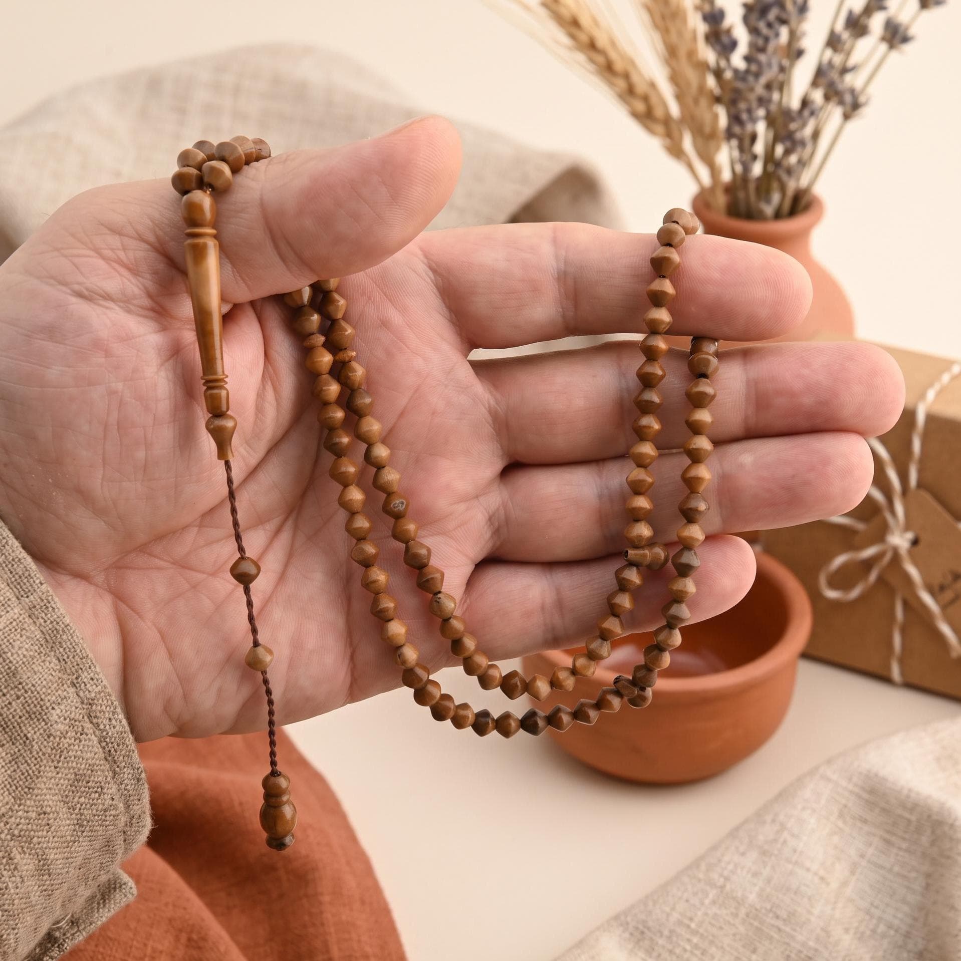 Small Kuka tree 99 beads Tasbih, Islamic prayer beads for muslim Misbaha worry 201465