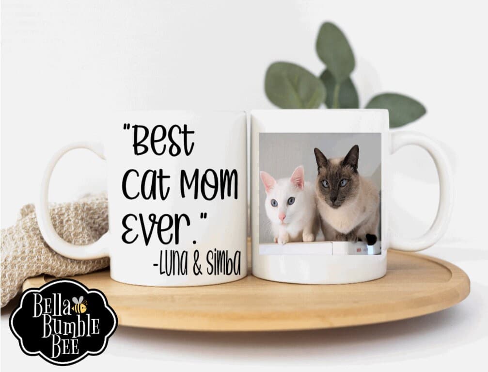 Best Cat Mom Ever / Personalized Pet Coffee Mug with Photo / Custom Coffee Cup for Him or Her / White Tea Cup Gift / 325 - image 3