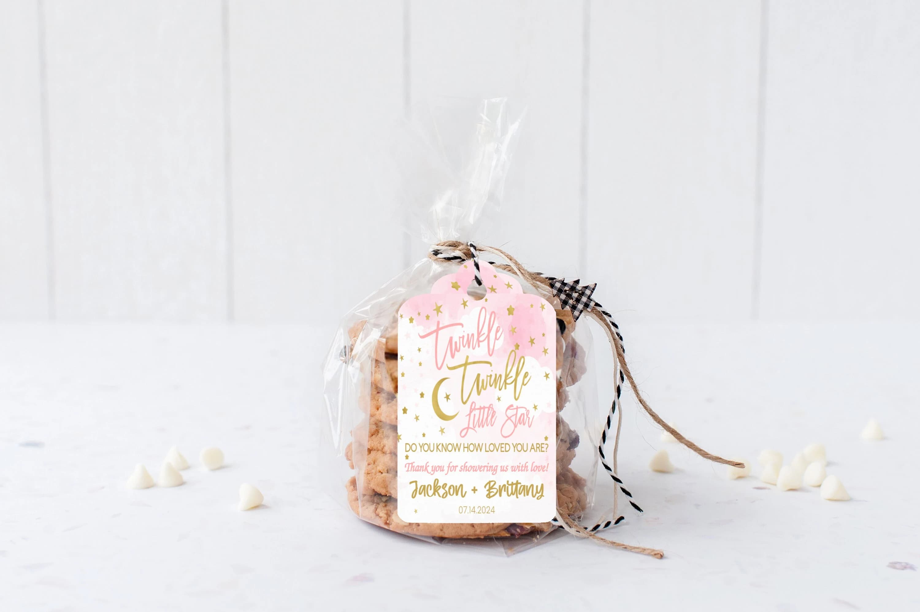 Twinkle Twinkle Little Star Pink Girls - Baby Shower Favor Gift Tag - Personalized Theme Favors - Custom Tag ONLY