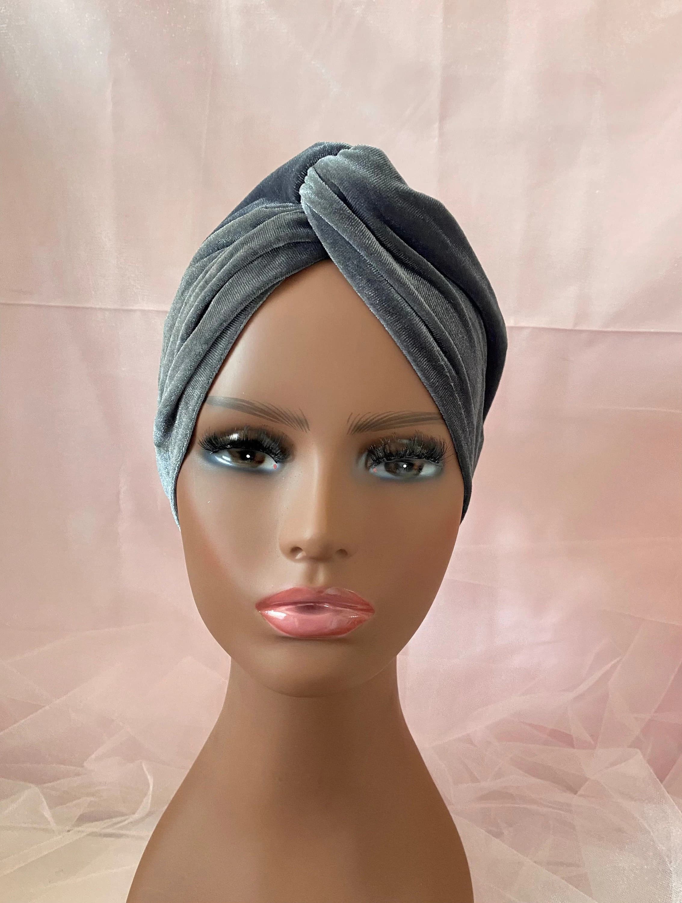 Gray Velvet Turban: Fashion Headwrap, Chemo Hat - image 4
