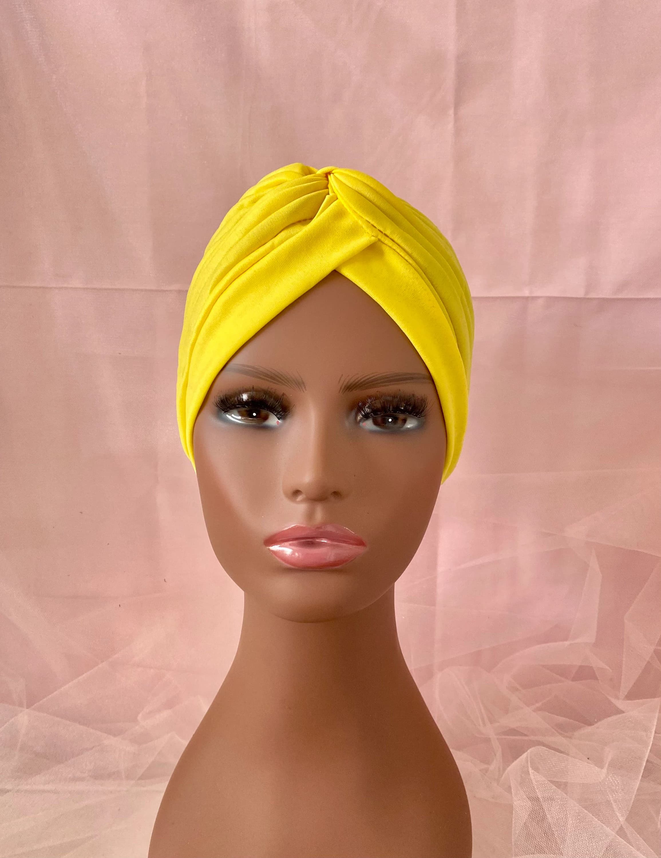 Yellow Fashion Turban: Full Head Wrap, Celebrity Inspired