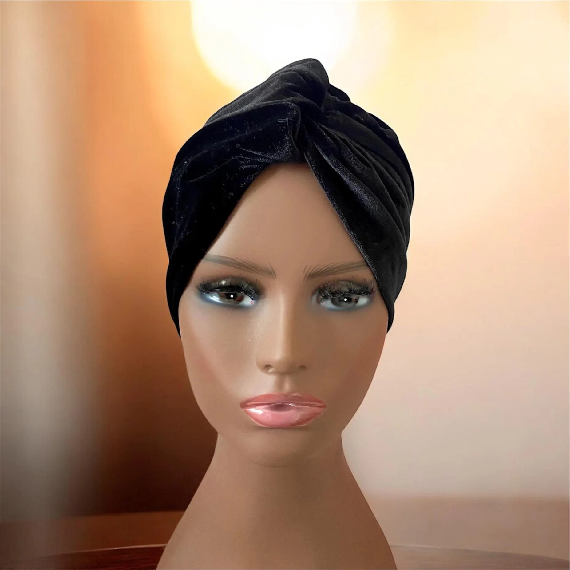 Black Velvet Turban Cap: Stylish Twisted Headwrap - image 3