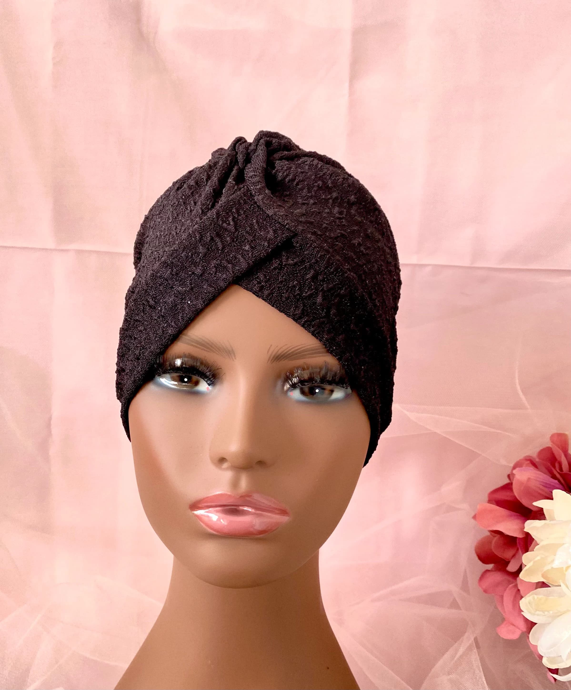 Black Turban Headwrap: Stylish Chemo Alopecia Hat