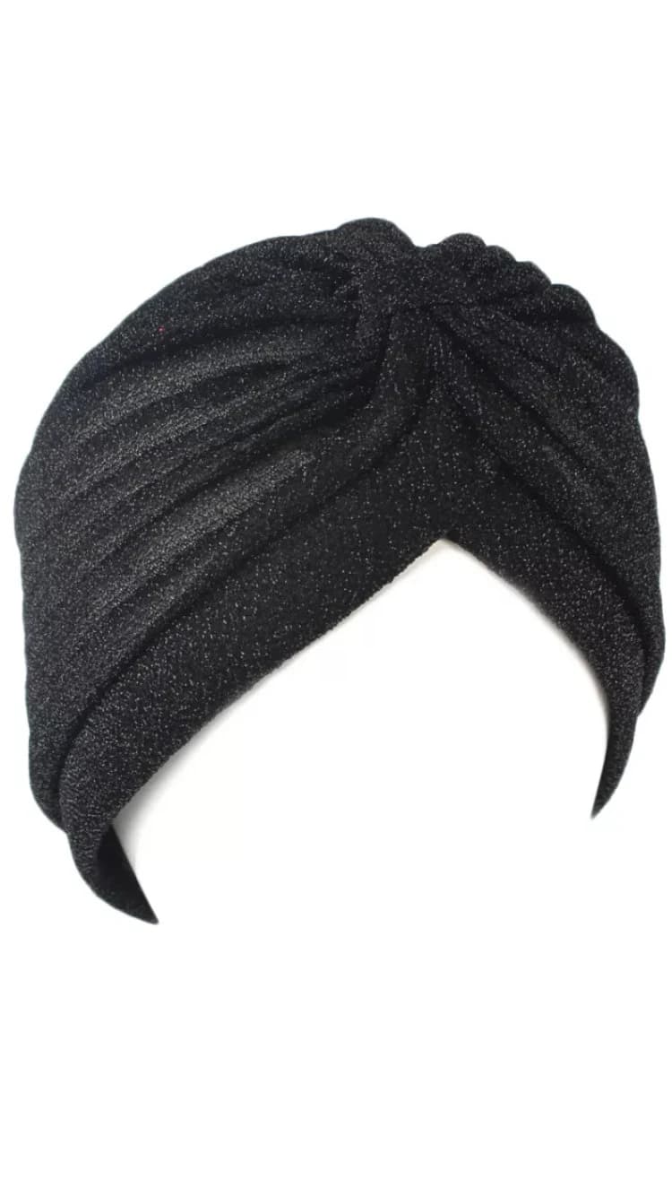 Black Sparkly Stretch Turban: Full Head Hijab Headwrap - image 4