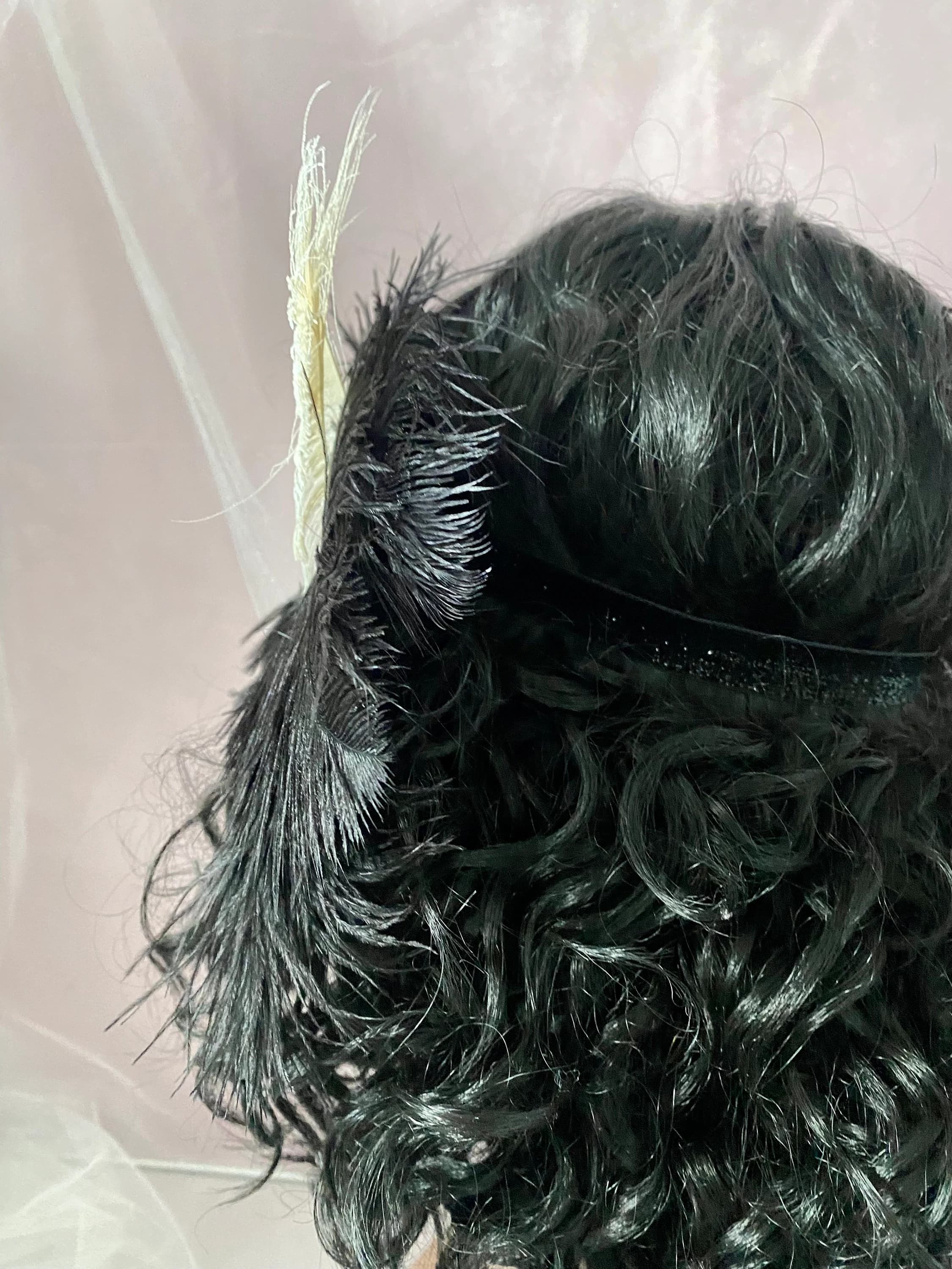 Feather Headband: Black & White Flapper Headpiece, 1920s Gatsby Style - image 3