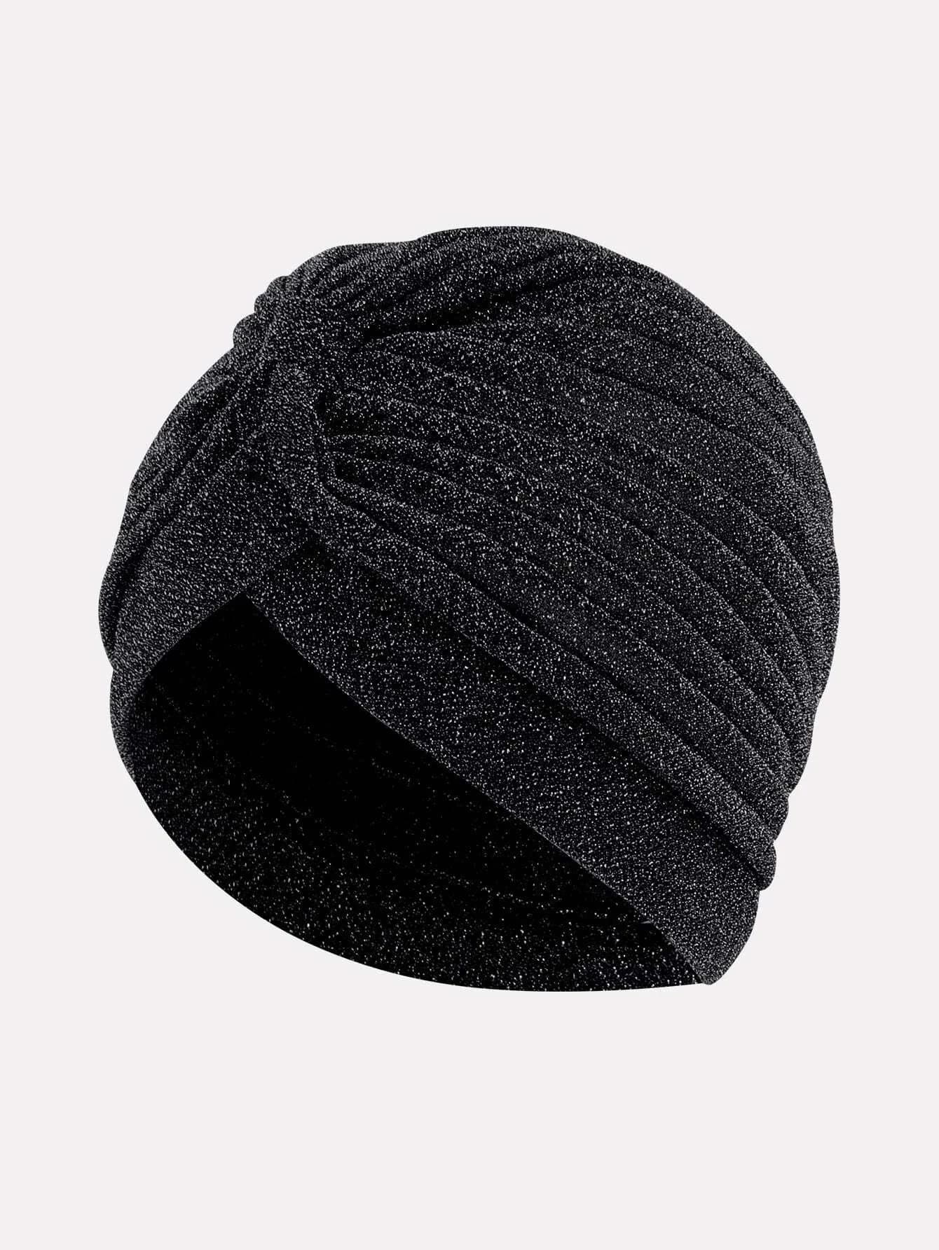 Black Sparkly Stretch Turban: Full Head Hijab Headwrap - image 3
