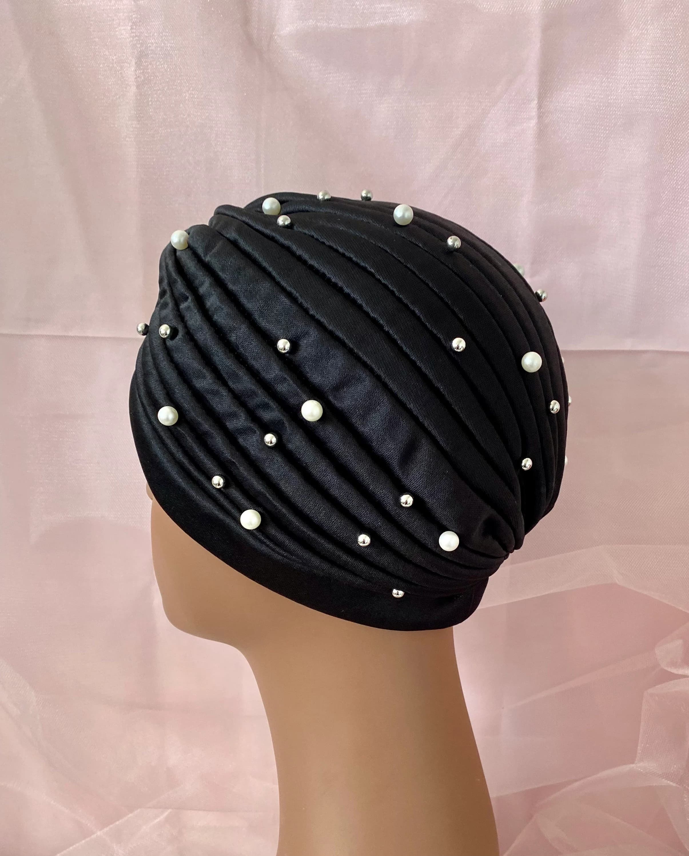 Pearl & Silver Beaded Turban: Fashion Headwrap - image 4