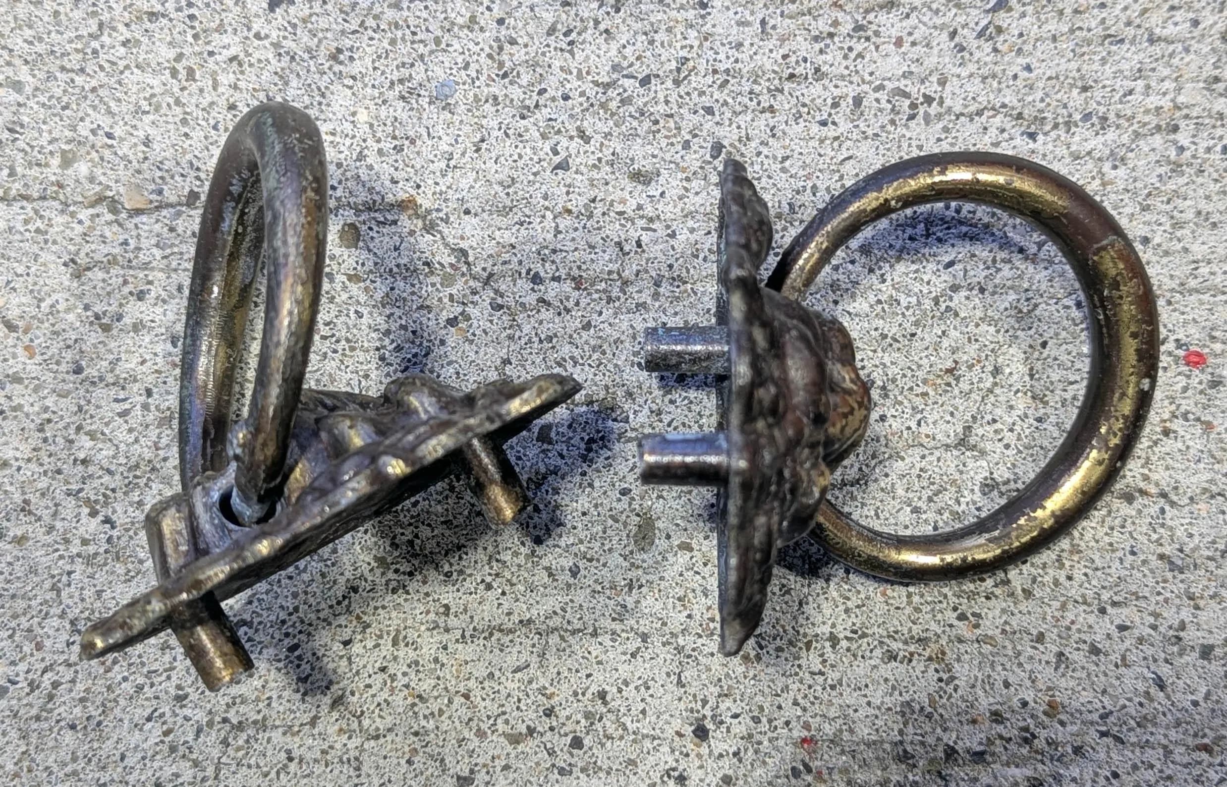4 Pairs available Vintage Antique Old Lion Head Brass Steel Metal Furniture "Pulaski" Dresser Drawer Cabinet Door Drop Ring Pulls Handles - image 3